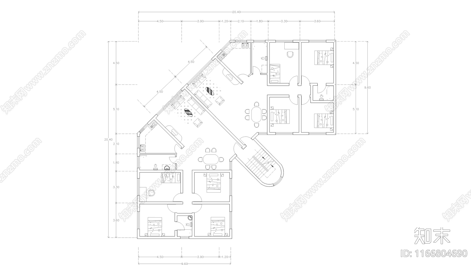 现代公寓cad施工图下载【ID:1166804690】