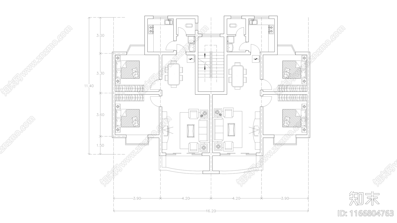 现代公寓cad施工图下载【ID:1166804763】