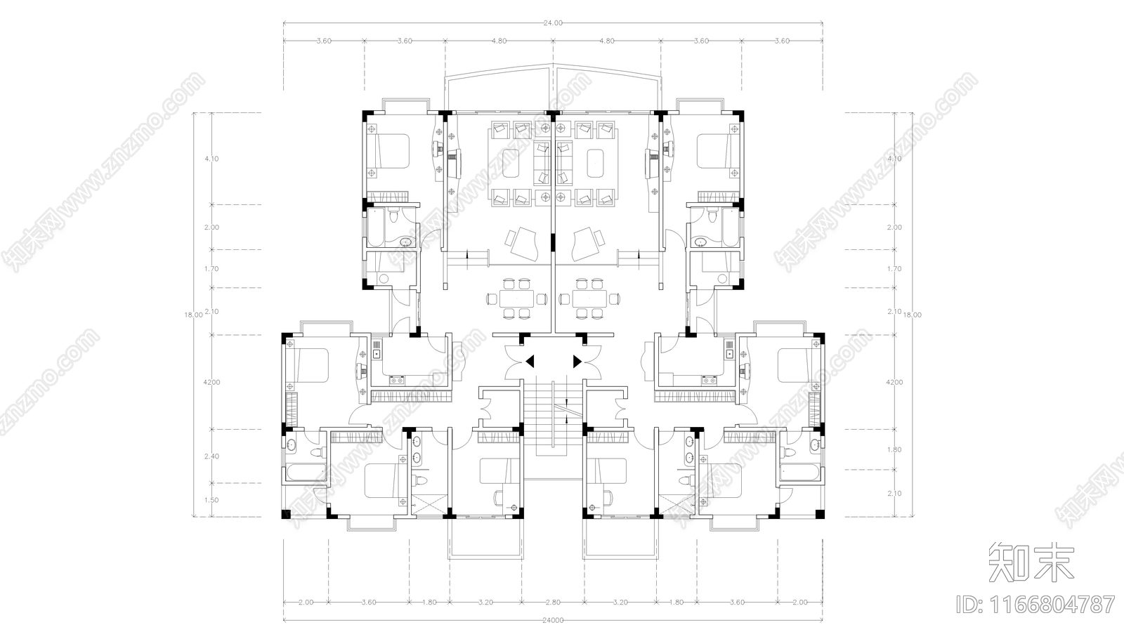 现代公寓cad施工图下载【ID:1166804787】