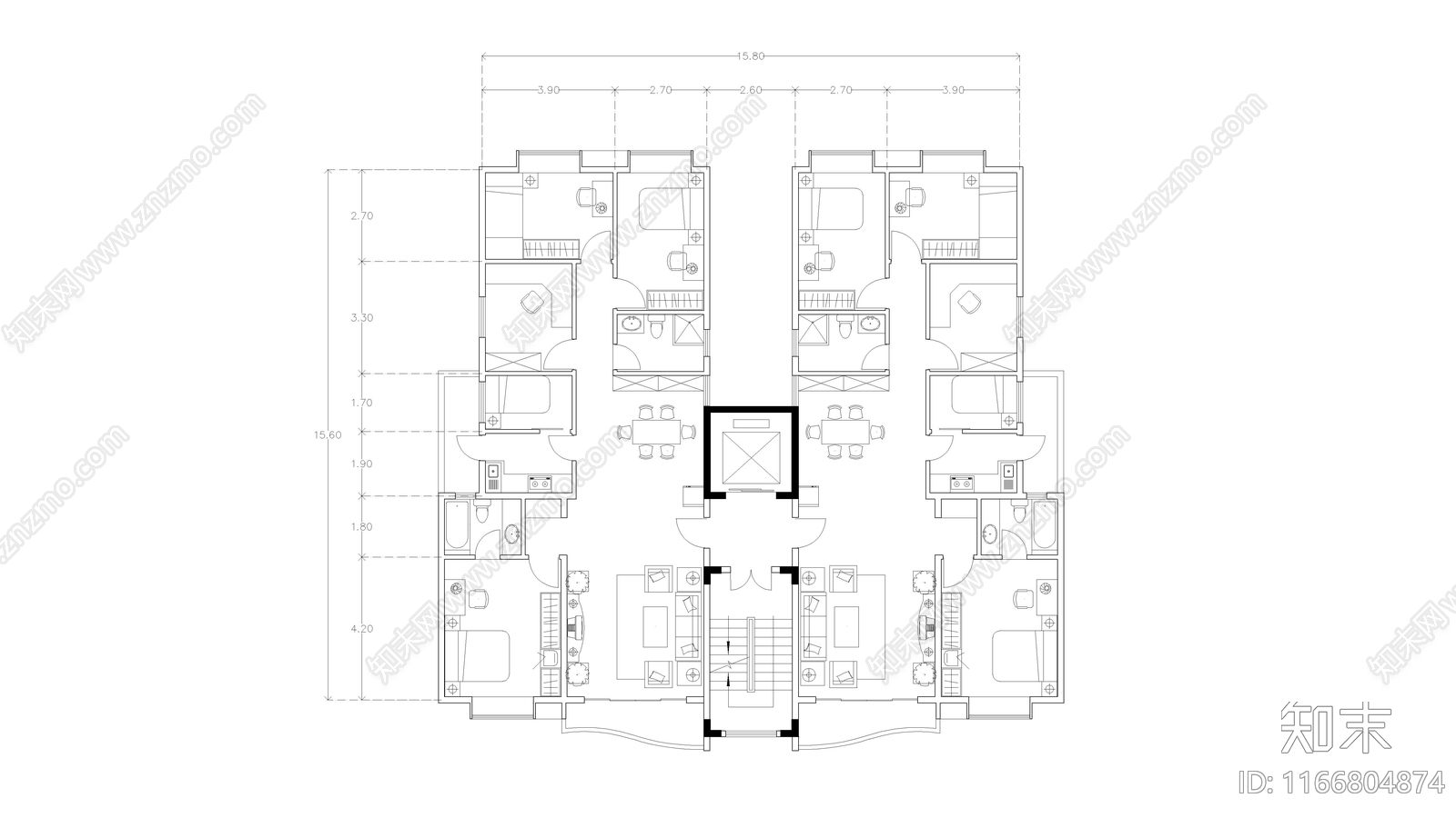 现代公寓cad施工图下载【ID:1166804874】