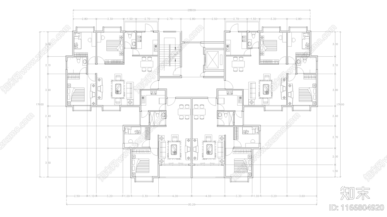 现代公寓cad施工图下载【ID:1166804920】