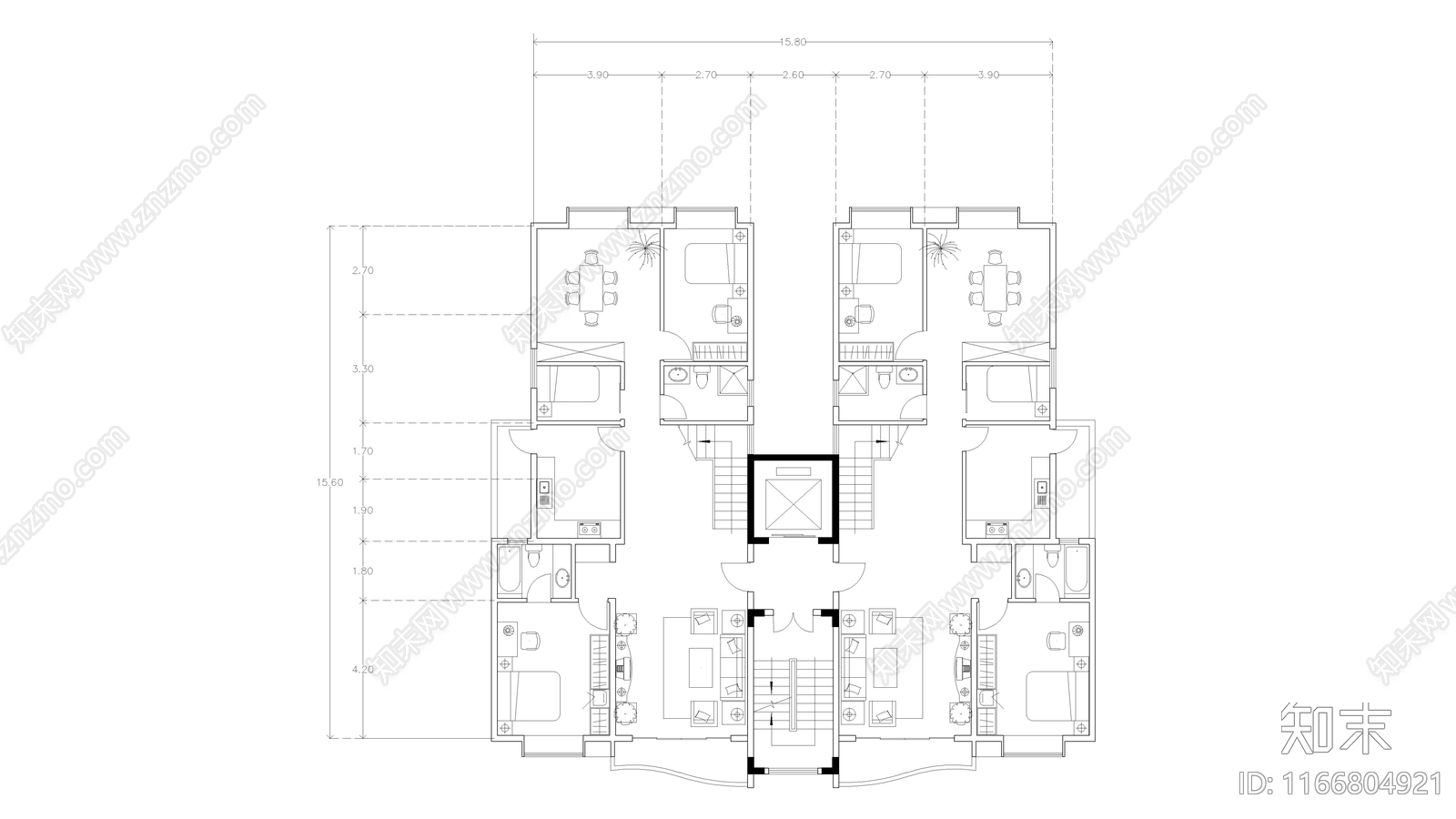 现代公寓cad施工图下载【ID:1166804921】