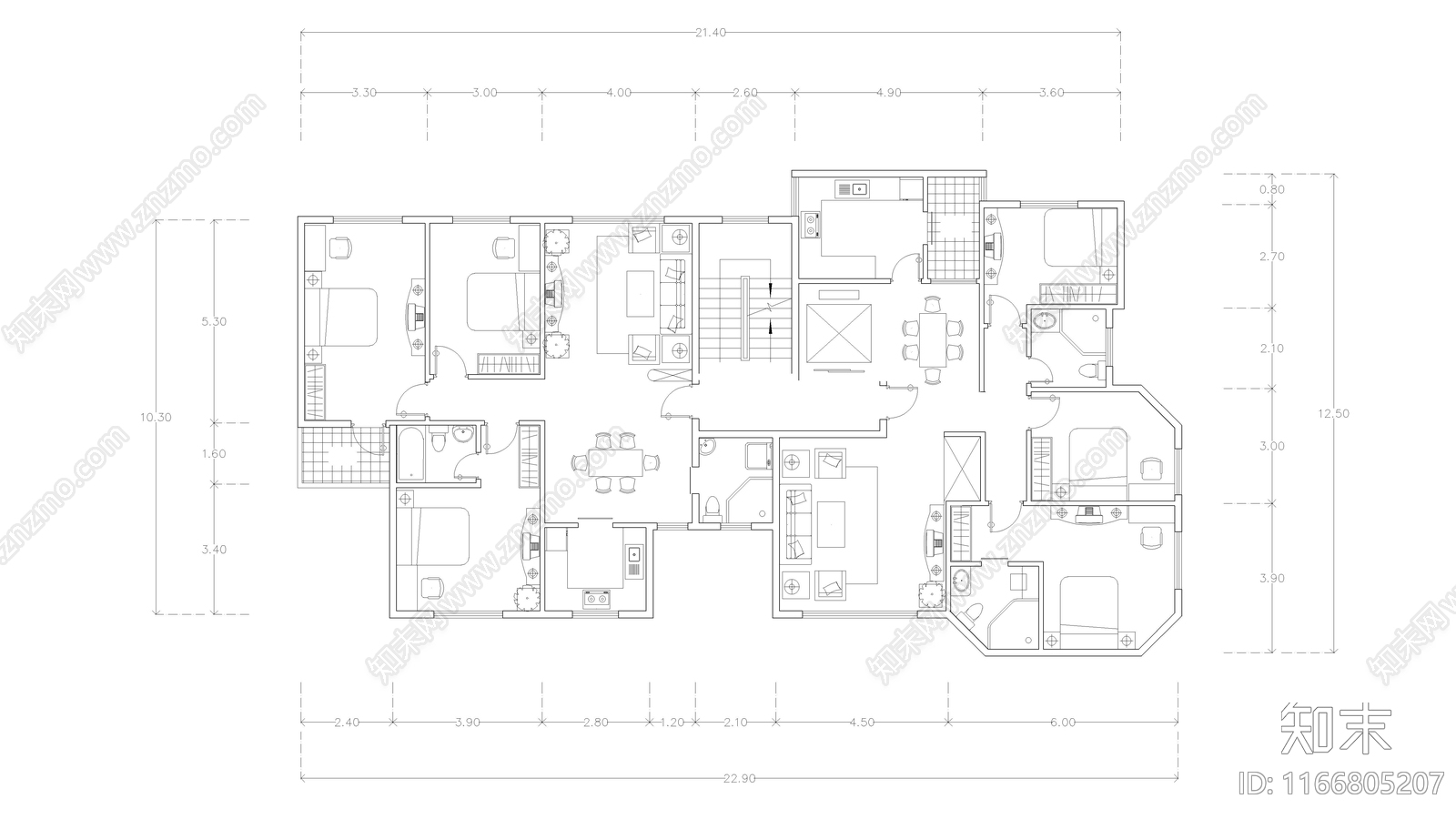 现代公寓cad施工图下载【ID:1166805207】