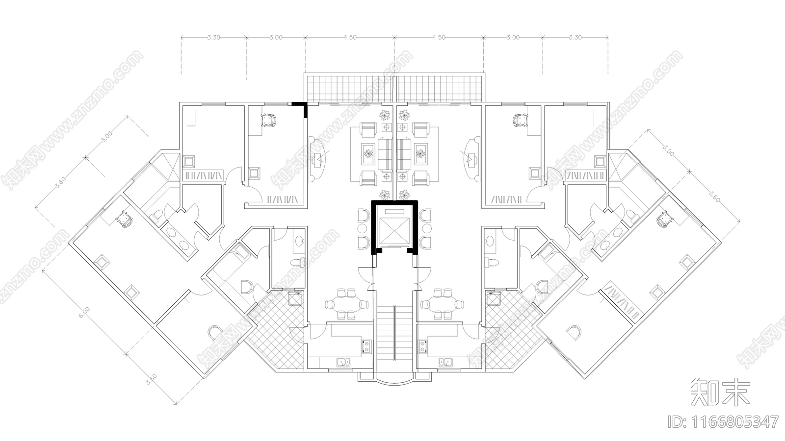 现代公寓cad施工图下载【ID:1166805347】