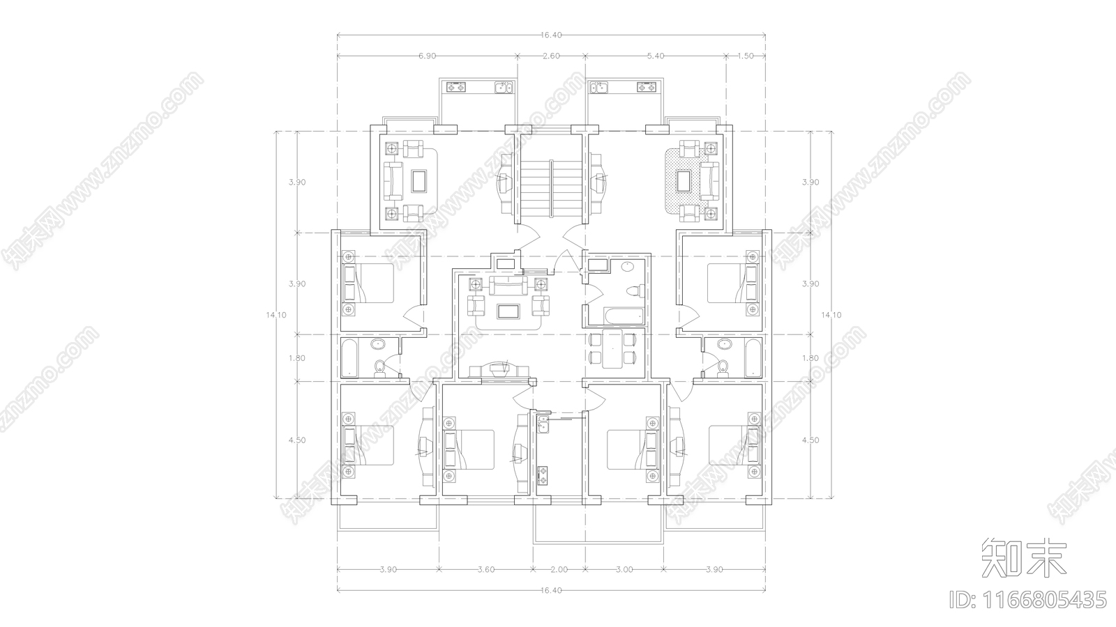 现代公寓cad施工图下载【ID:1166805435】