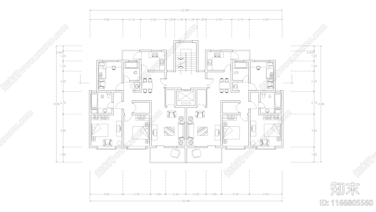 现代公寓cad施工图下载【ID:1166805560】