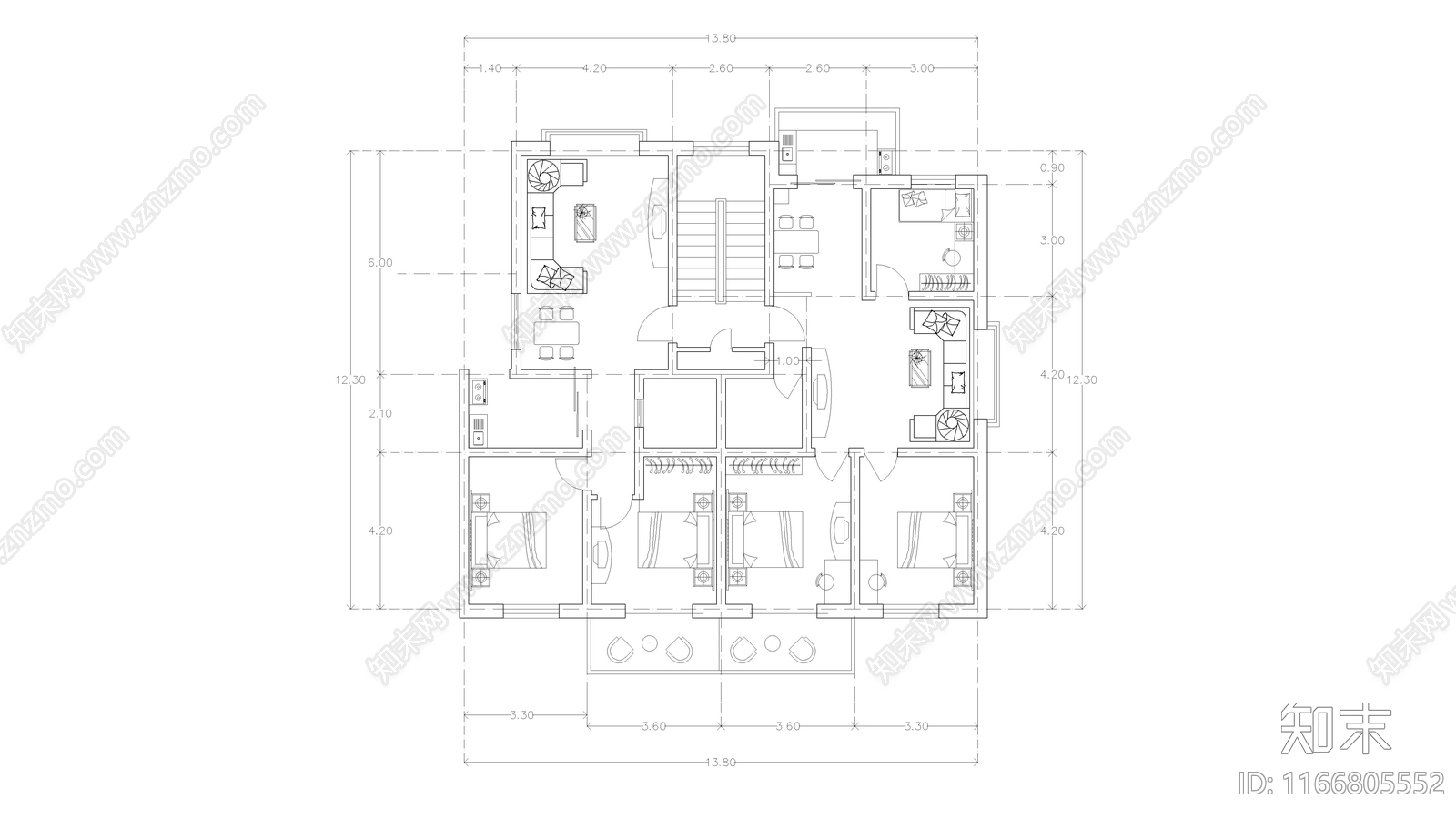 现代公寓cad施工图下载【ID:1166805552】