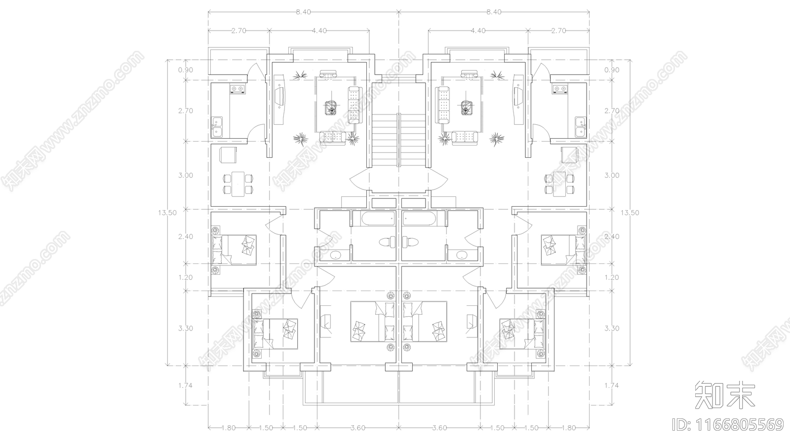 现代公寓cad施工图下载【ID:1166805569】