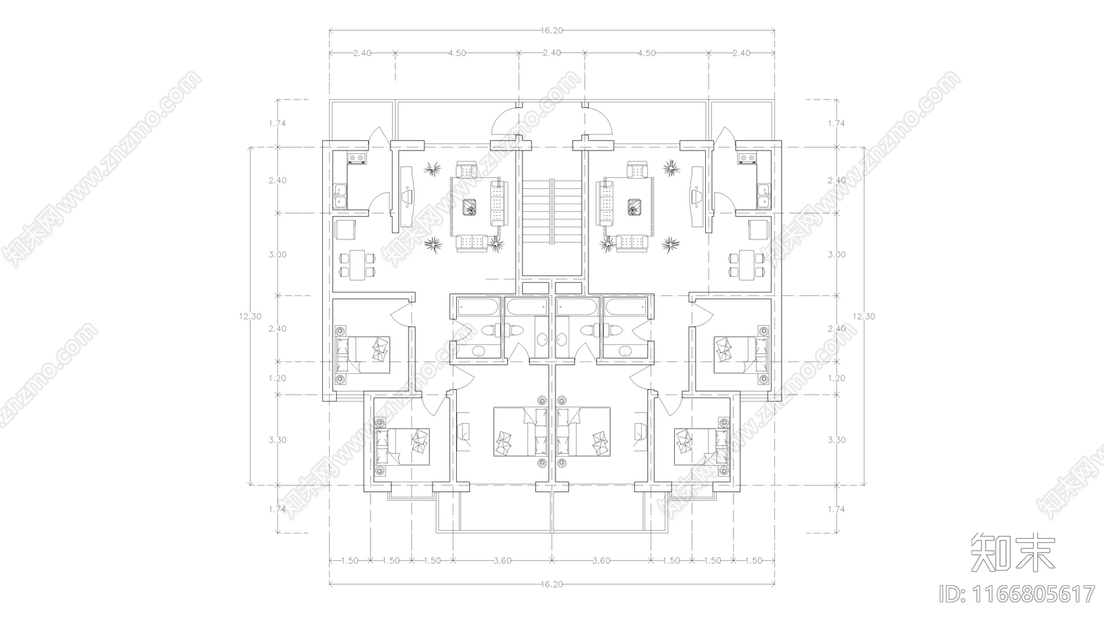 现代公寓cad施工图下载【ID:1166805617】