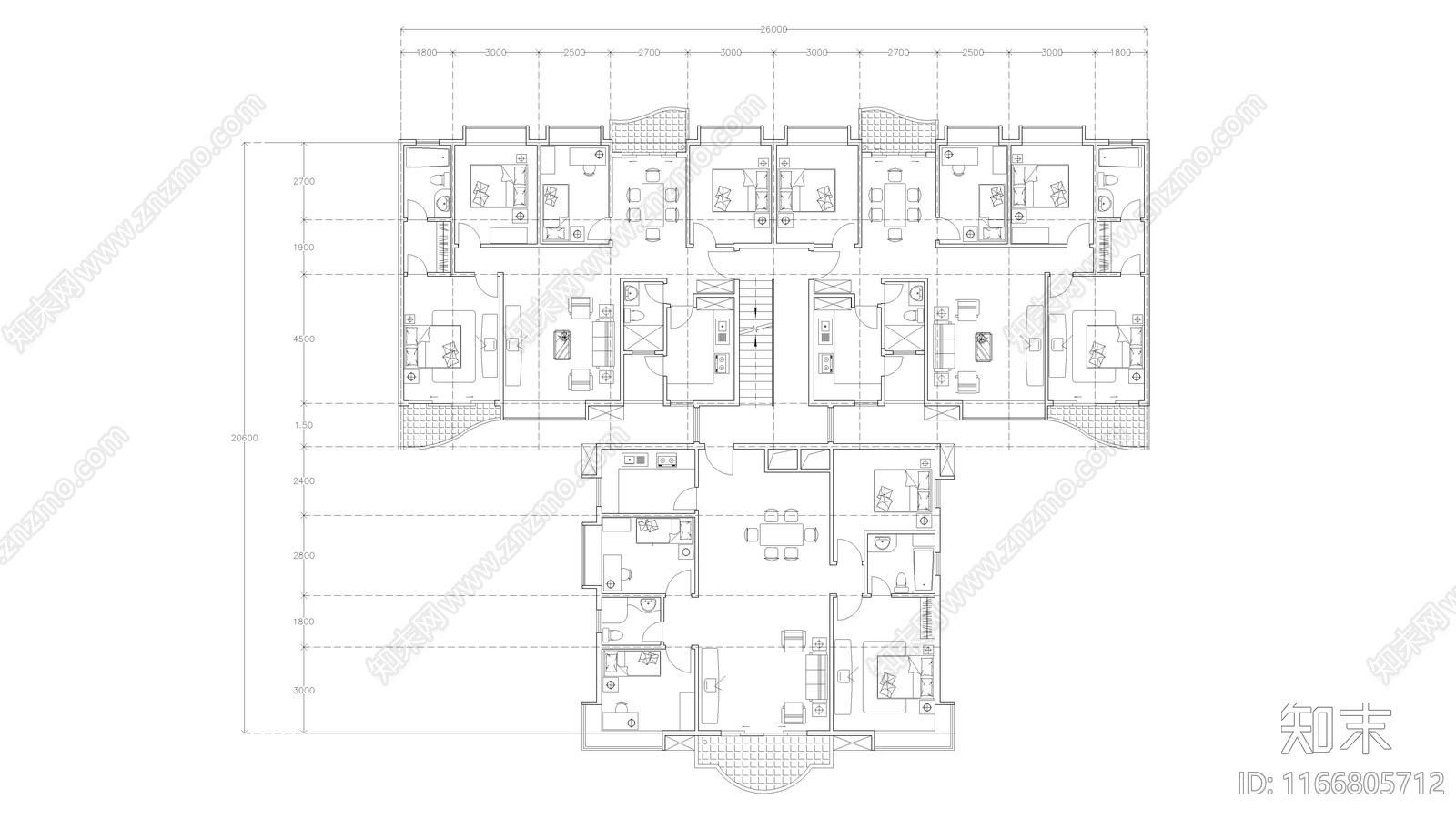 现代公寓cad施工图下载【ID:1166805712】