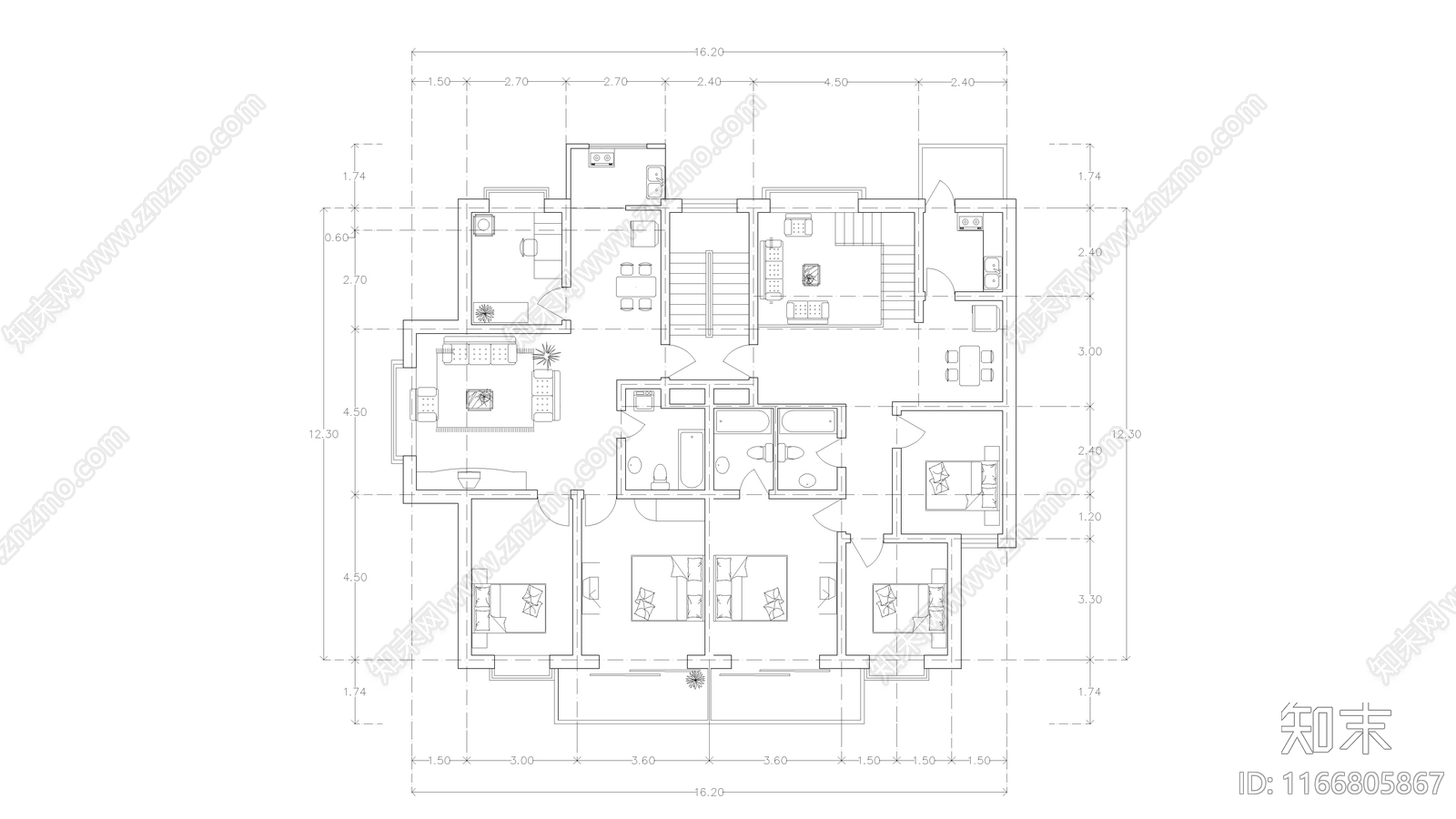 现代公寓cad施工图下载【ID:1166805867】