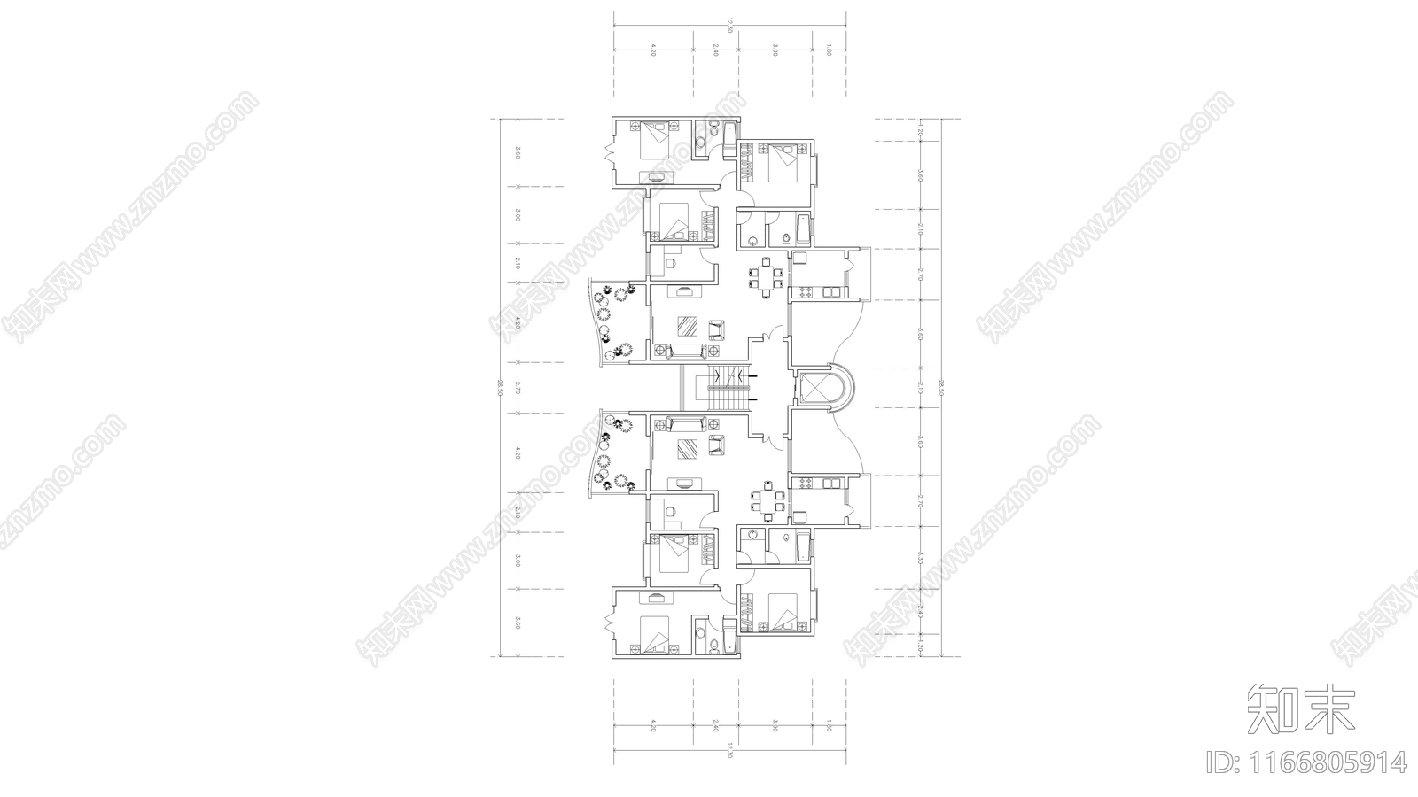 现代公寓cad施工图下载【ID:1166805914】