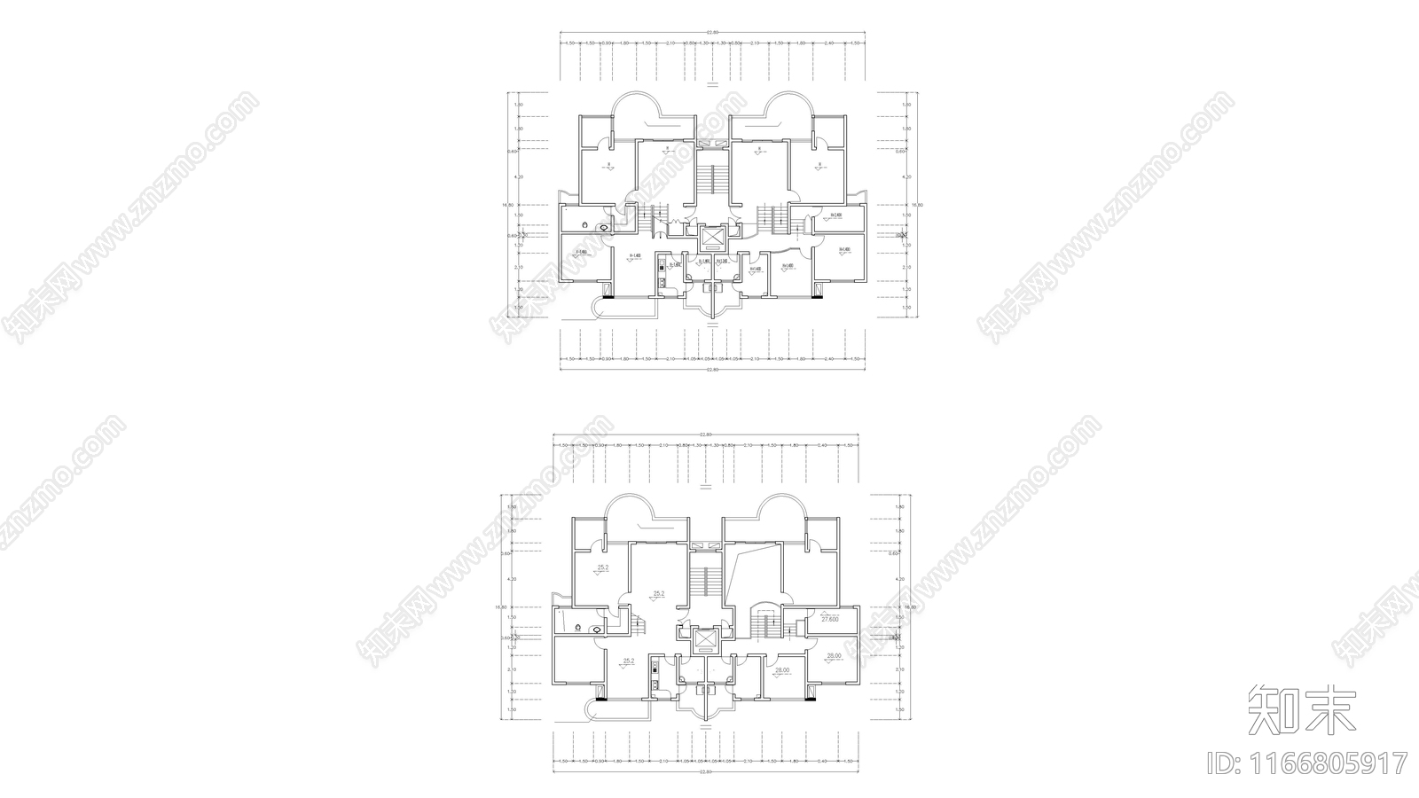 现代公寓cad施工图下载【ID:1166805917】