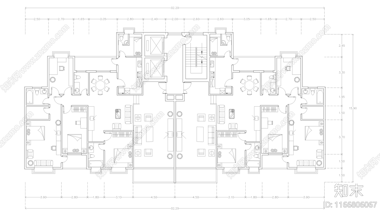 现代公寓cad施工图下载【ID:1166806067】