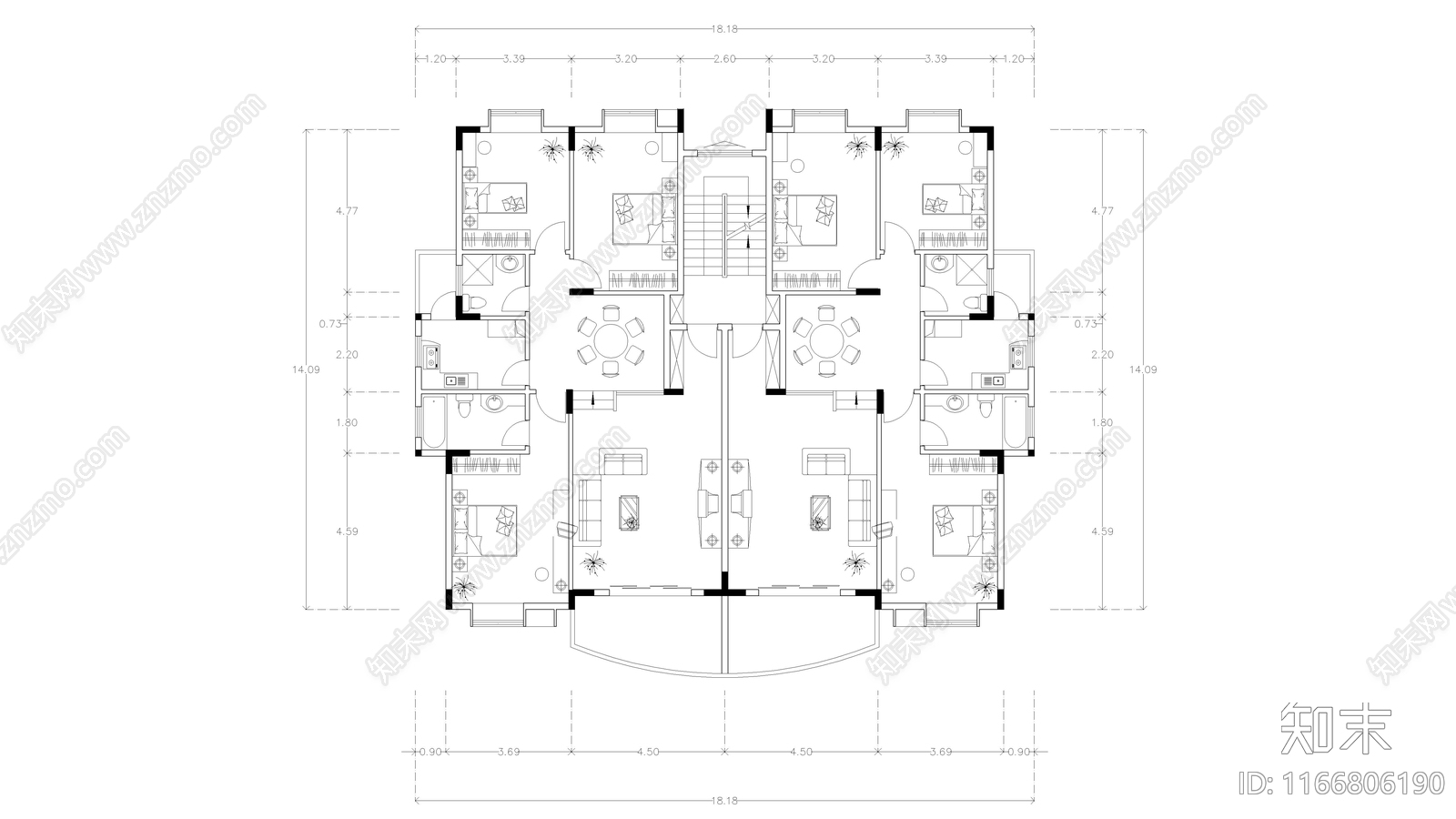 现代公寓cad施工图下载【ID:1166806190】