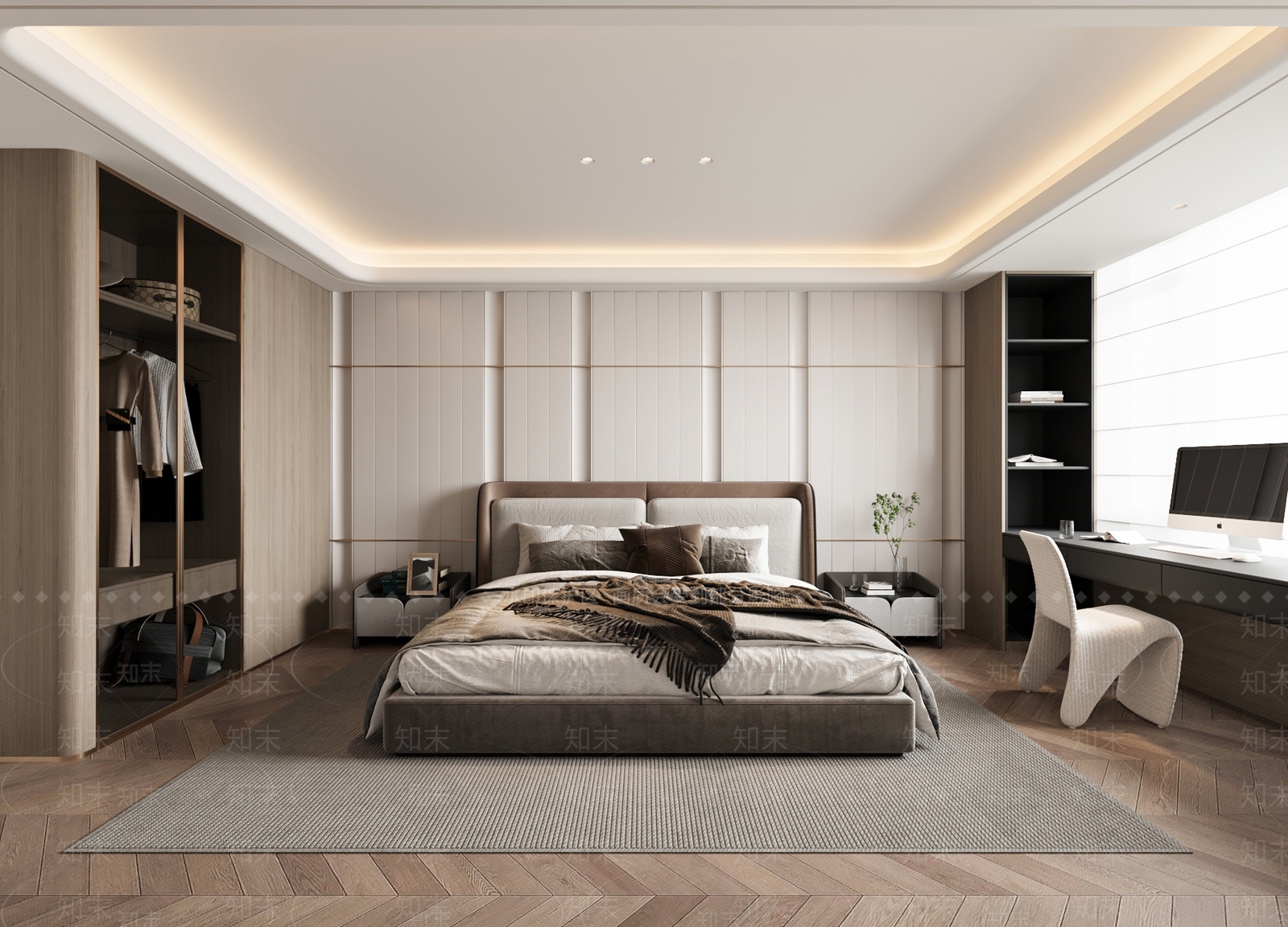 软包靠背双人床双人床3D模型下载【ID:1227332071】