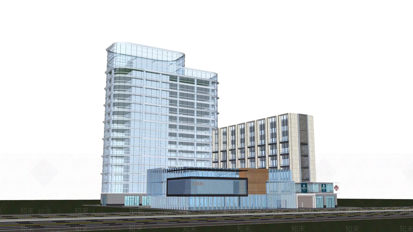 现代商场建筑SU模型下载【ID:1166821520】