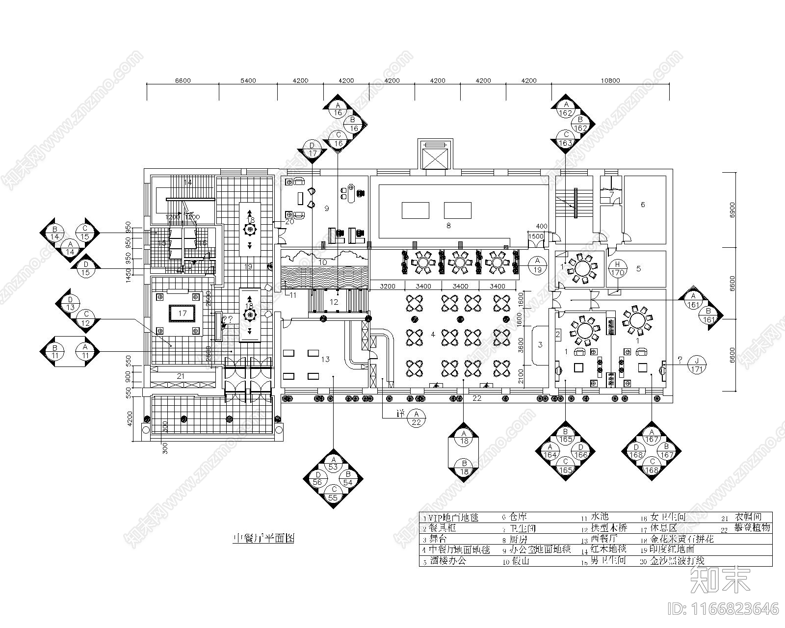 中式中餐厅cad施工图下载【ID:1166823646】