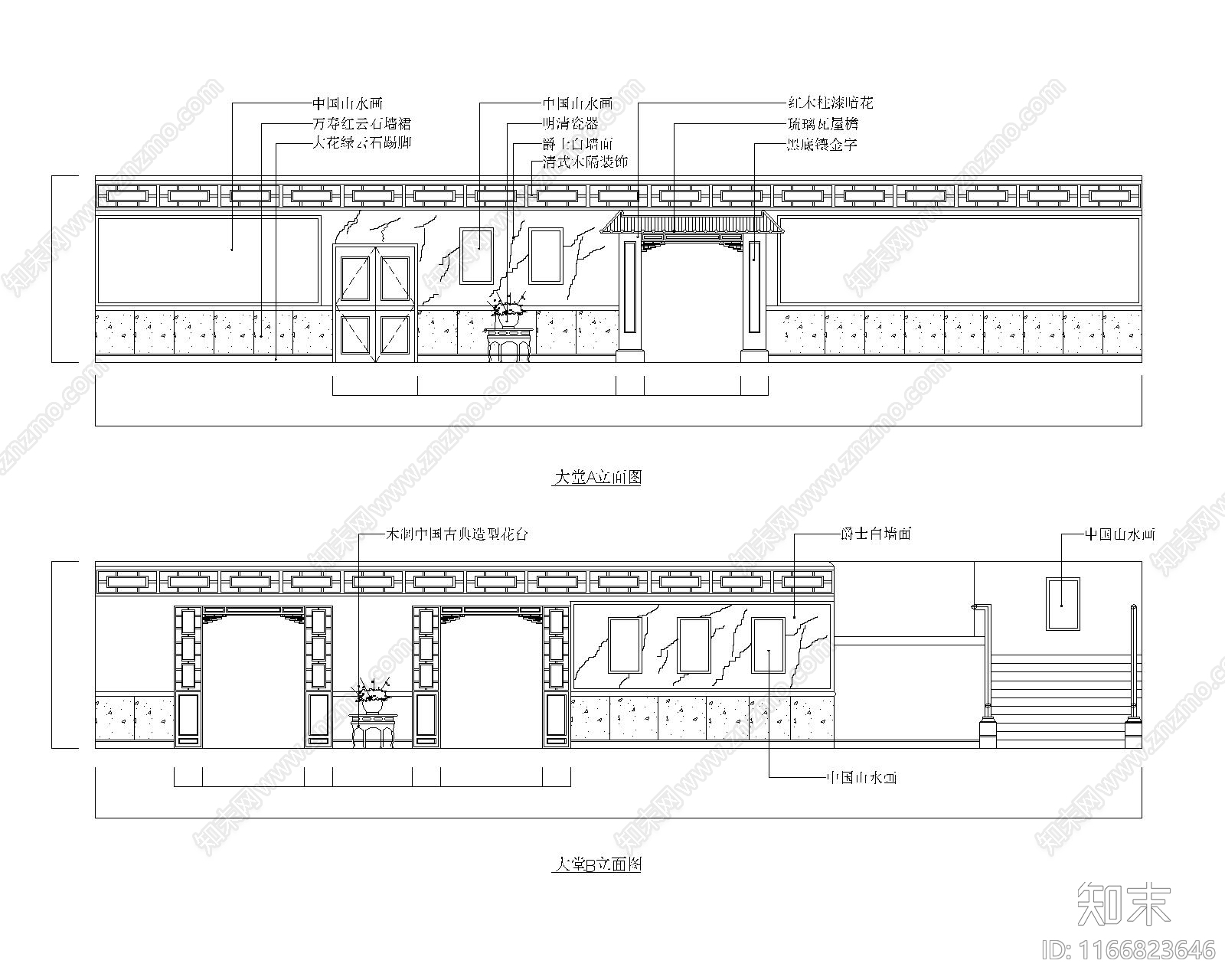 中式中餐厅cad施工图下载【ID:1166823646】