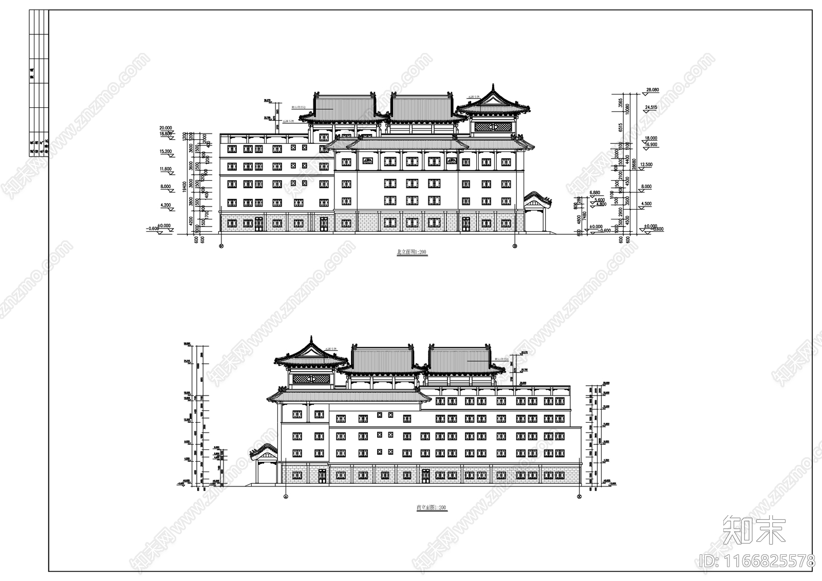 现代新中式酒店建筑施工图下载【ID:1166825578】