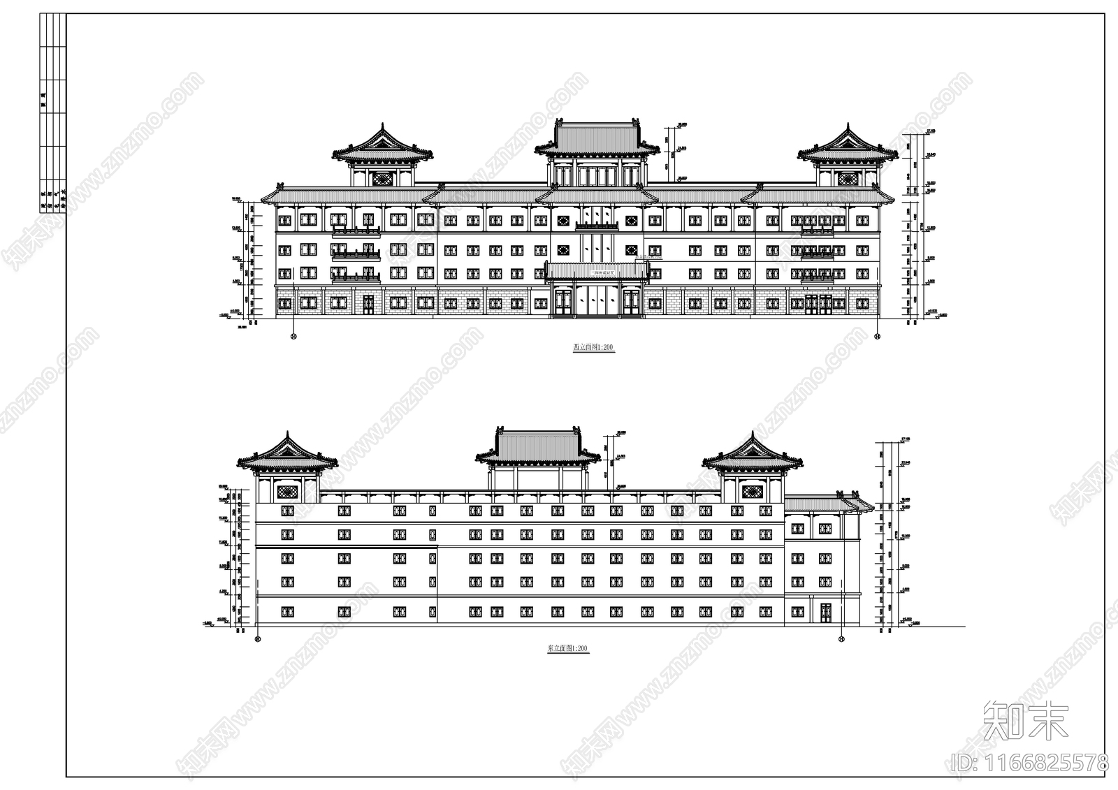 现代新中式酒店建筑施工图下载【ID:1166825578】