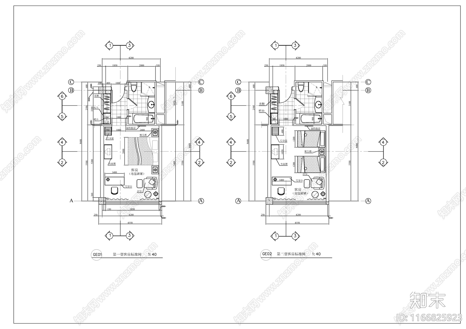 现代酒店建筑cad施工图下载【ID:1166825923】