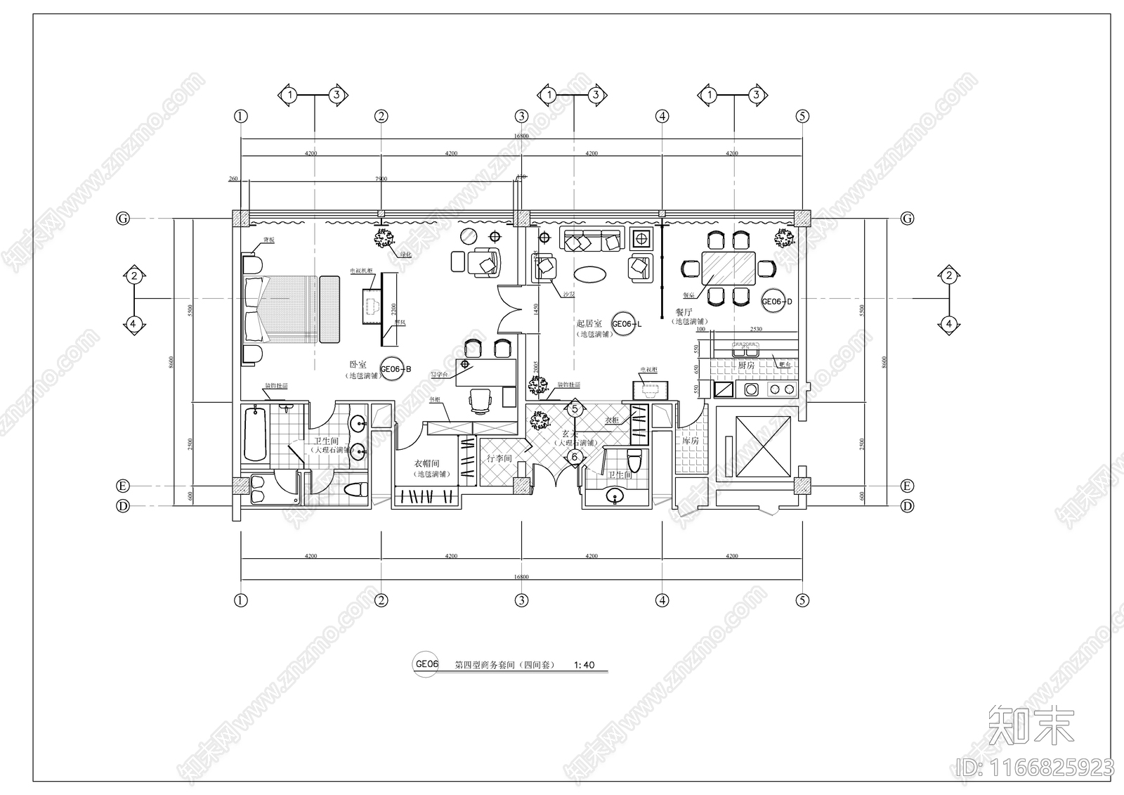 现代酒店建筑cad施工图下载【ID:1166825923】