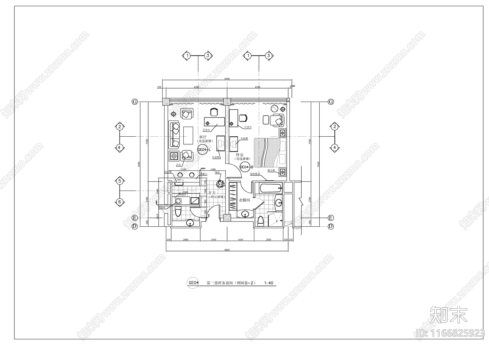 现代酒店建筑cad施工图下载【ID:1166825923】