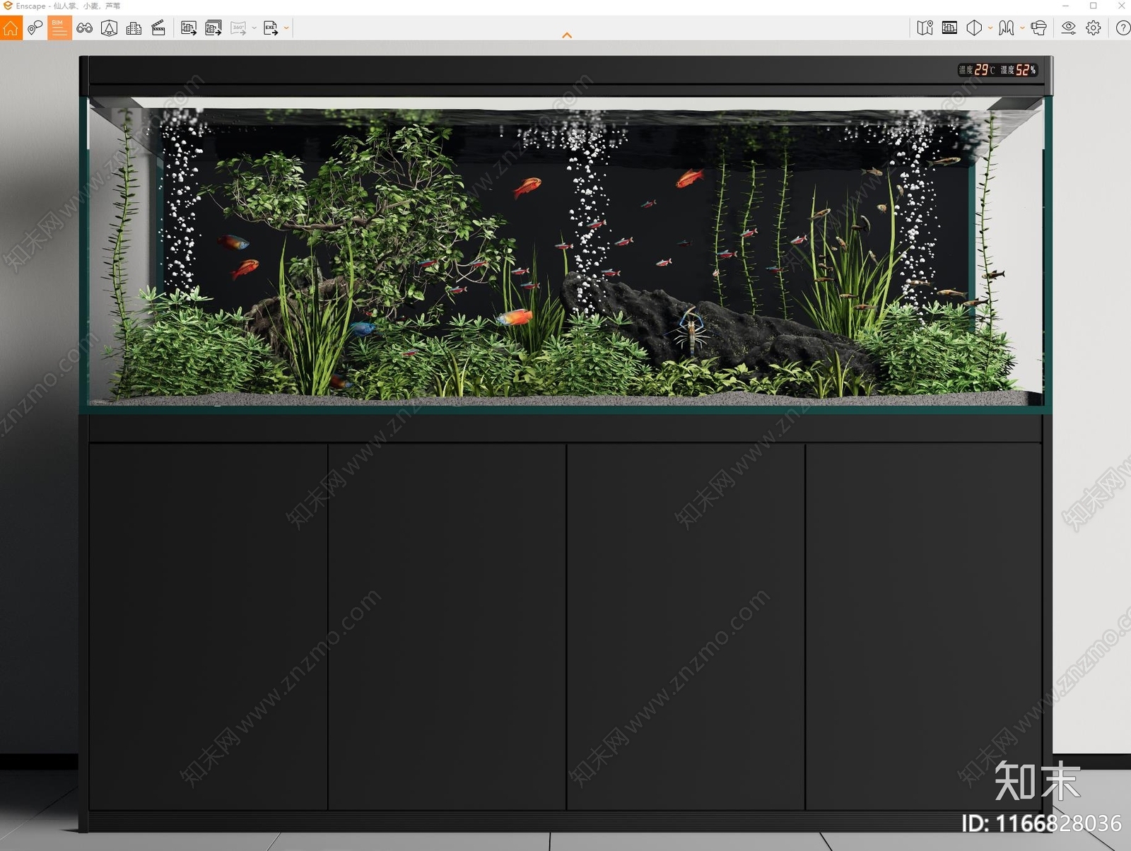 现代鱼缸SU模型下载【ID:1166828036】