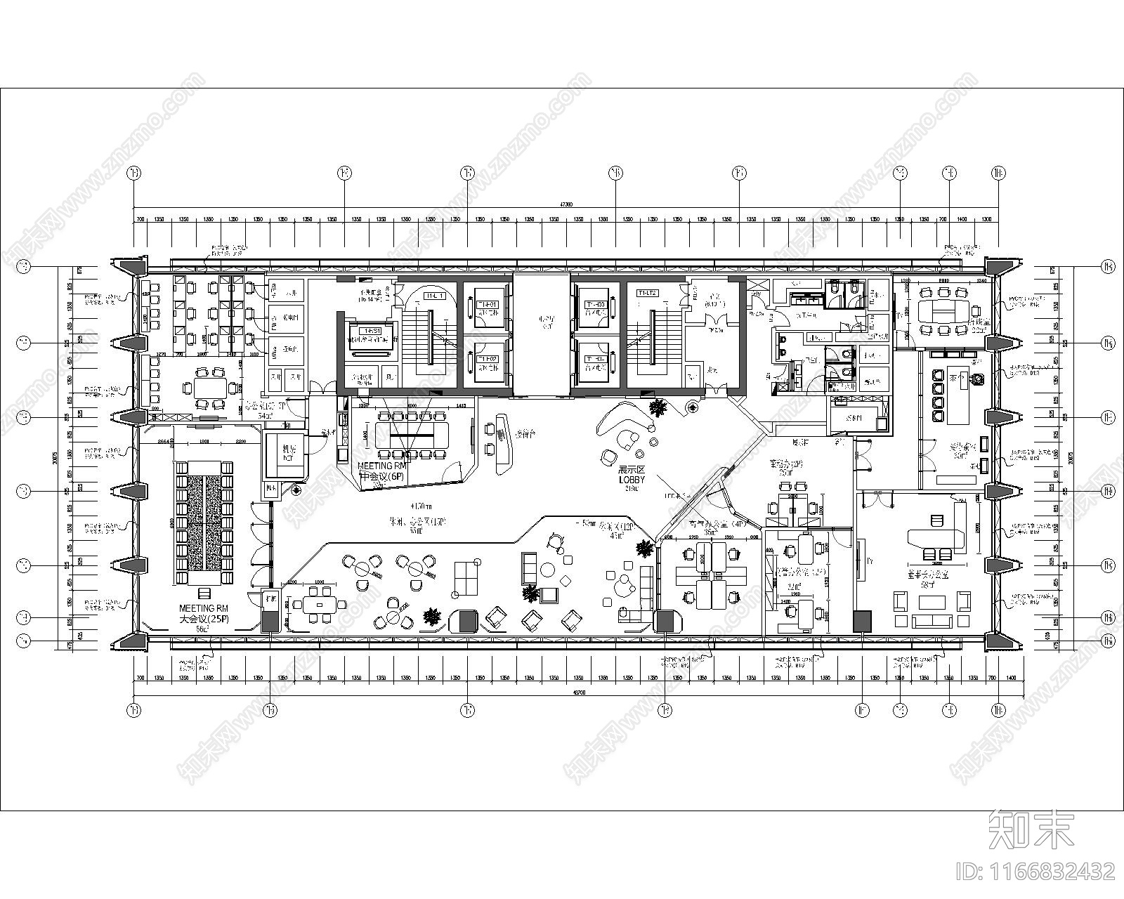 现代办公室施工图下载【ID:1166832432】