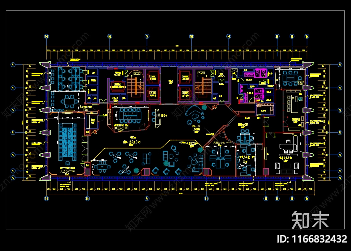 现代办公室施工图下载【ID:1166832432】