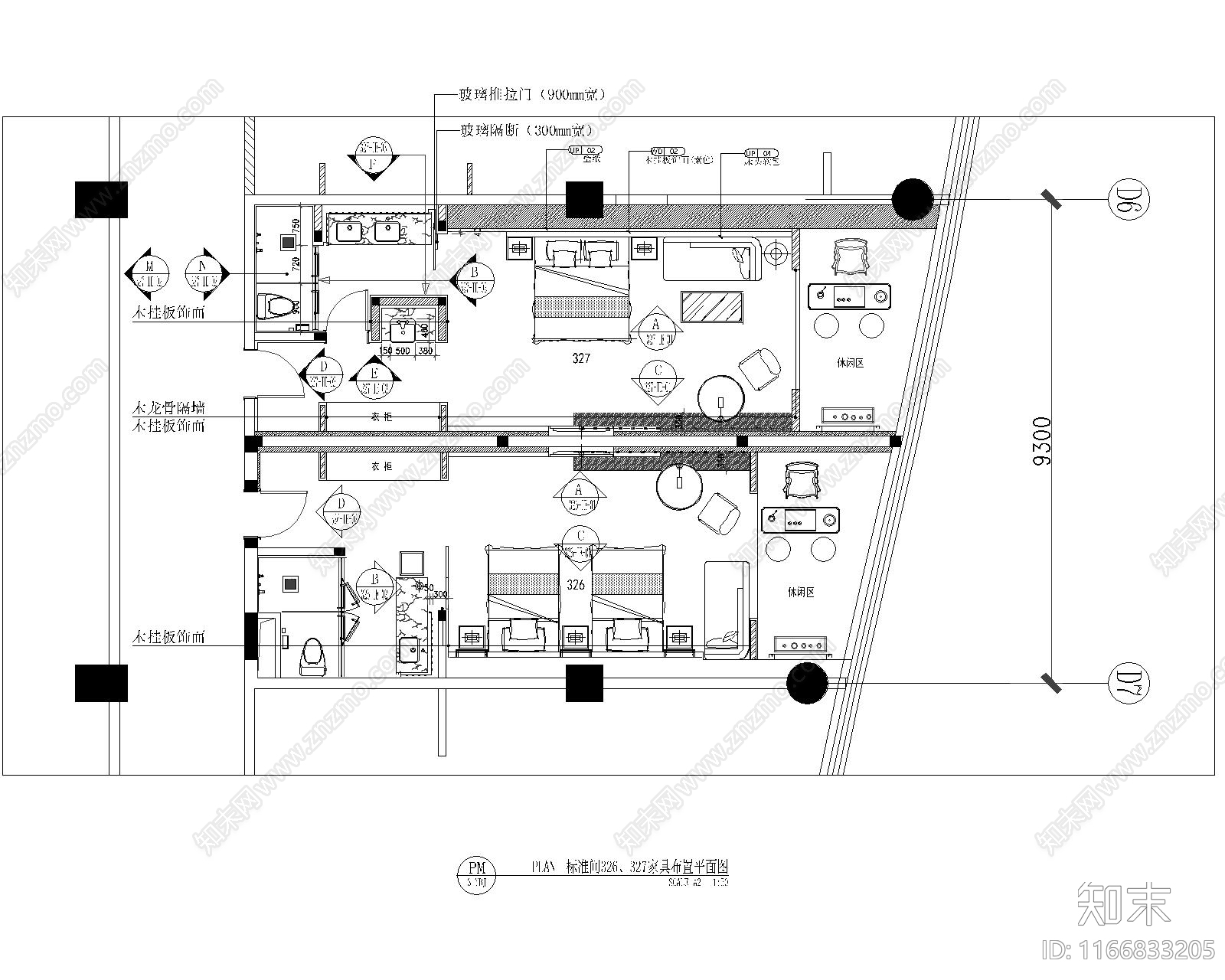 现代酒店cad施工图下载【ID:1166833205】