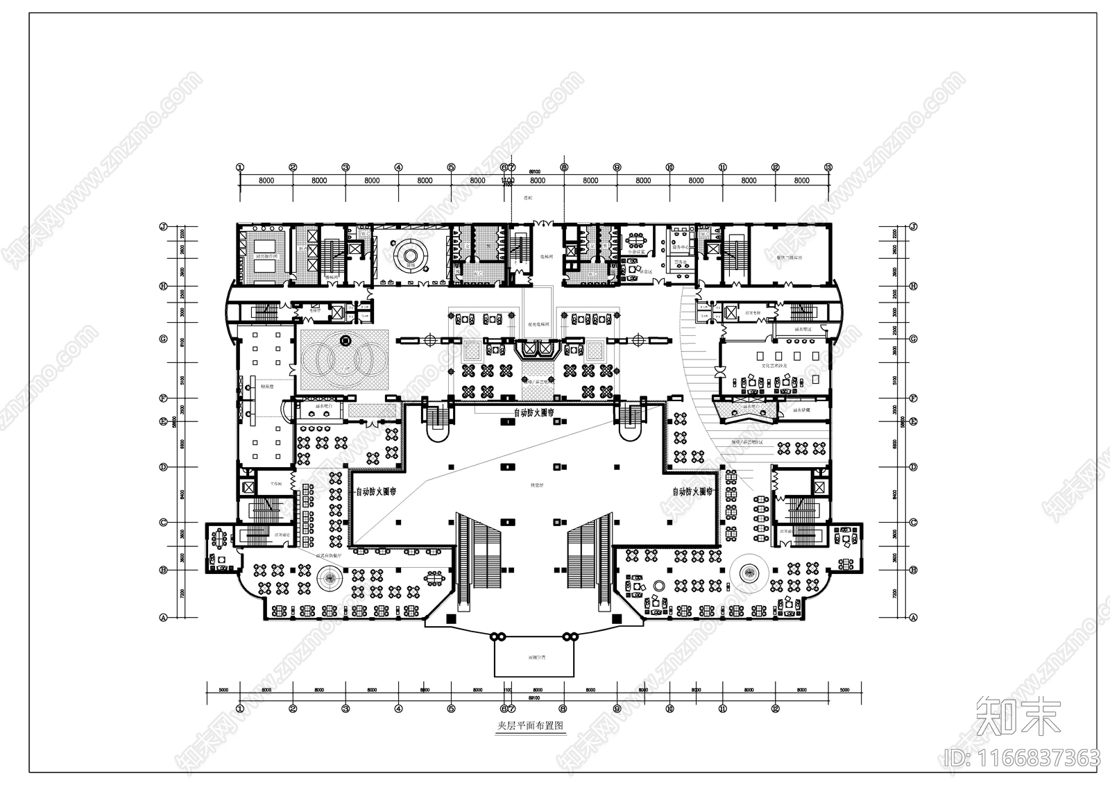 现代酒店建筑cad施工图下载【ID:1166837363】