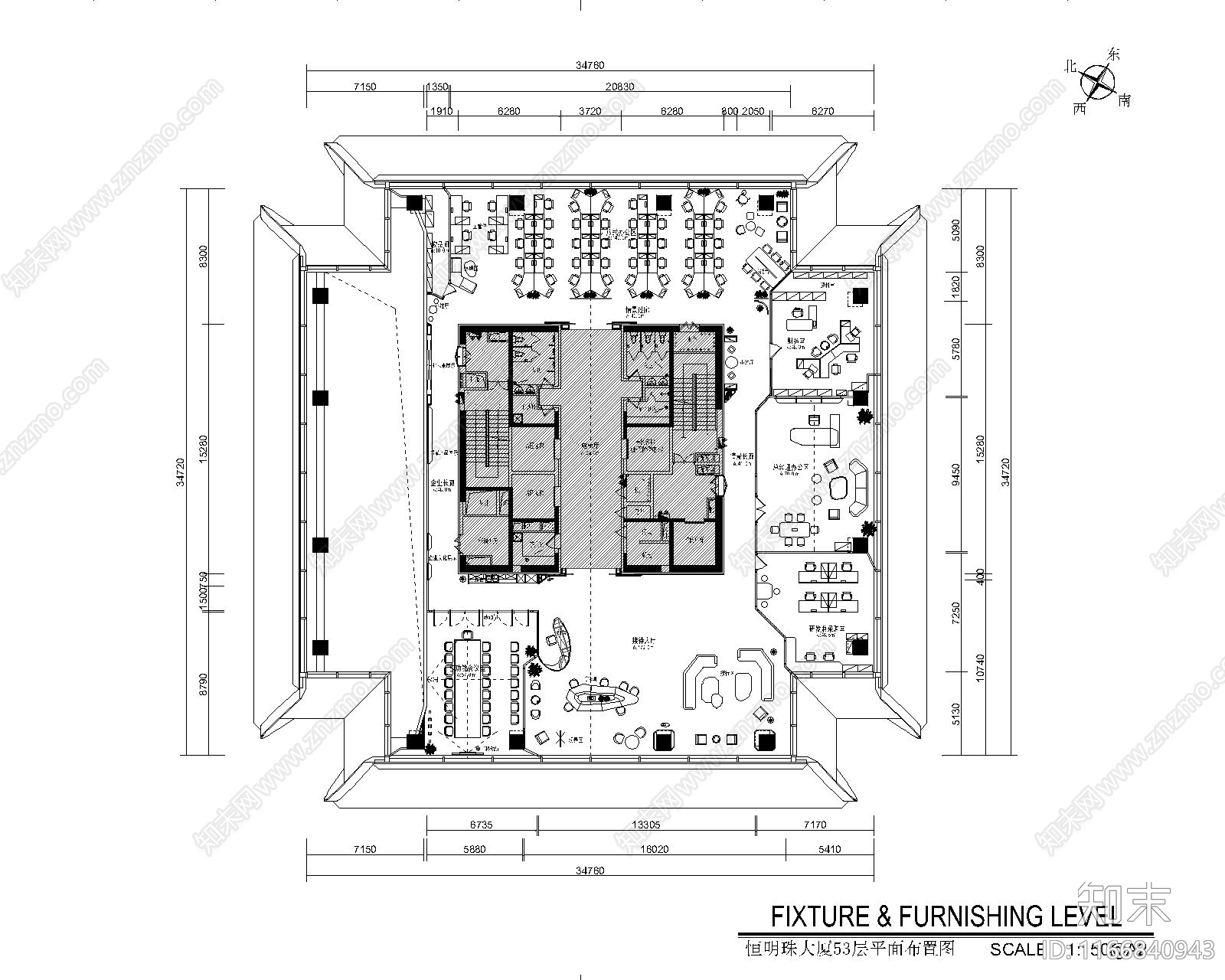 现代整体办公空间cad施工图下载【ID:1166840943】