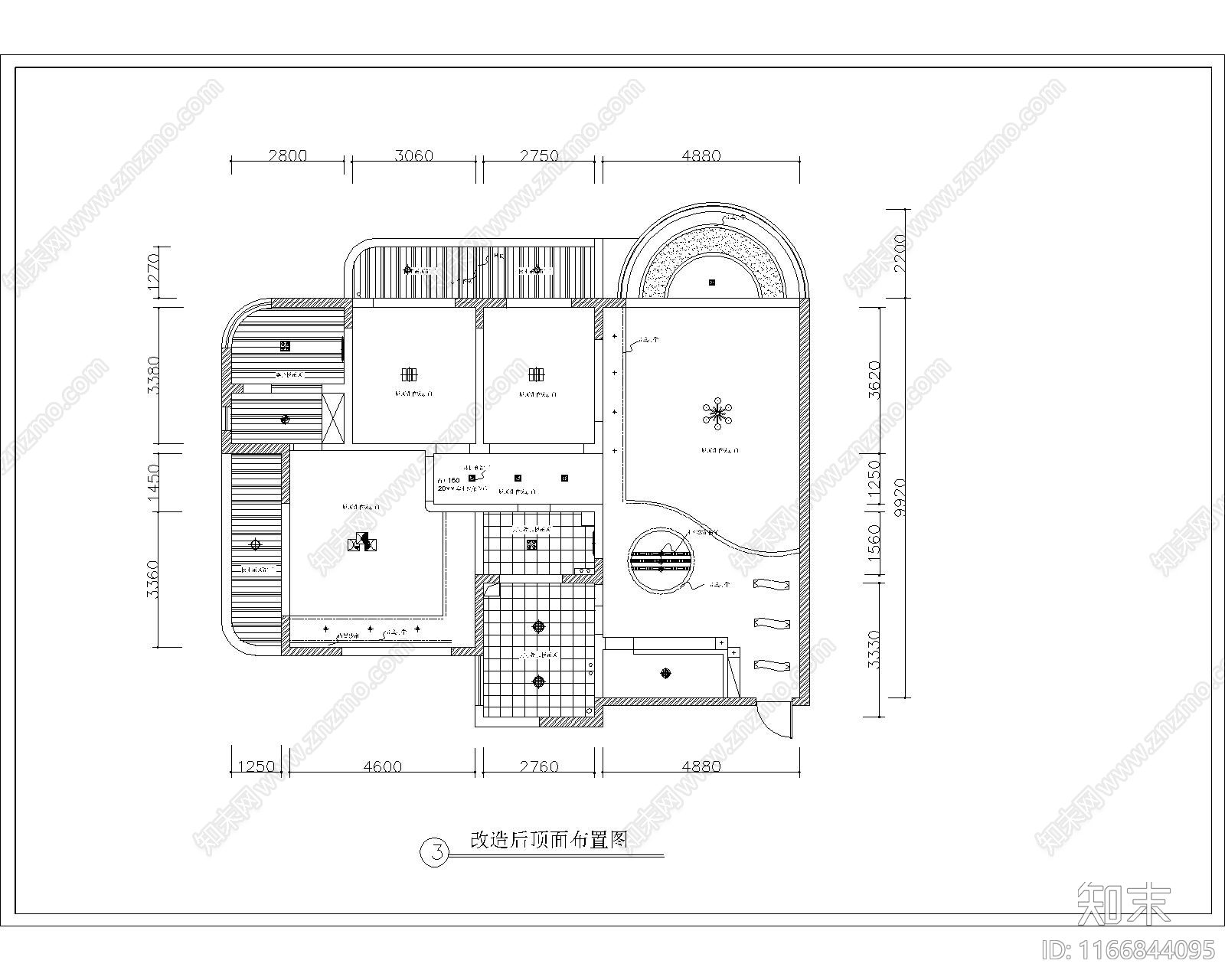 中式整体家装空间cad施工图下载【ID:1166844095】