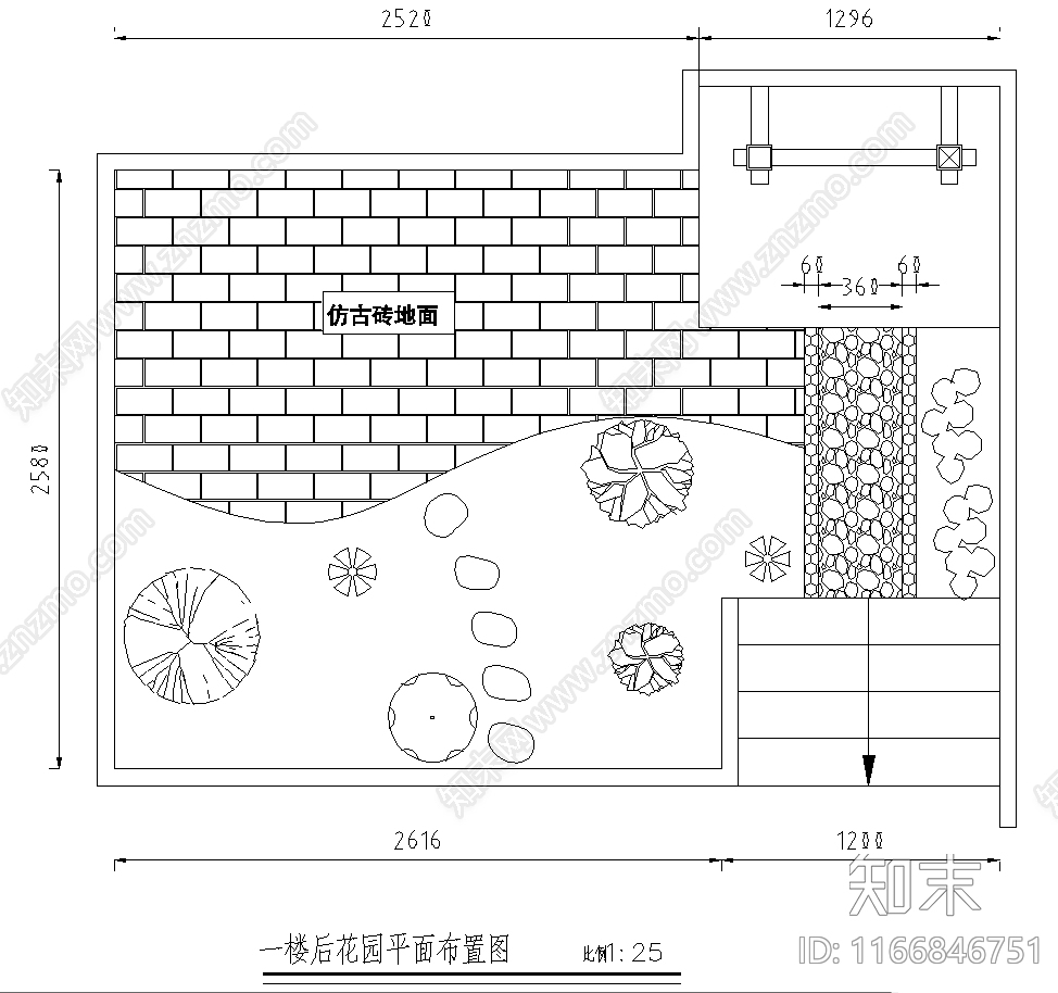 现代新中式庭院cad施工图下载【ID:1166846751】