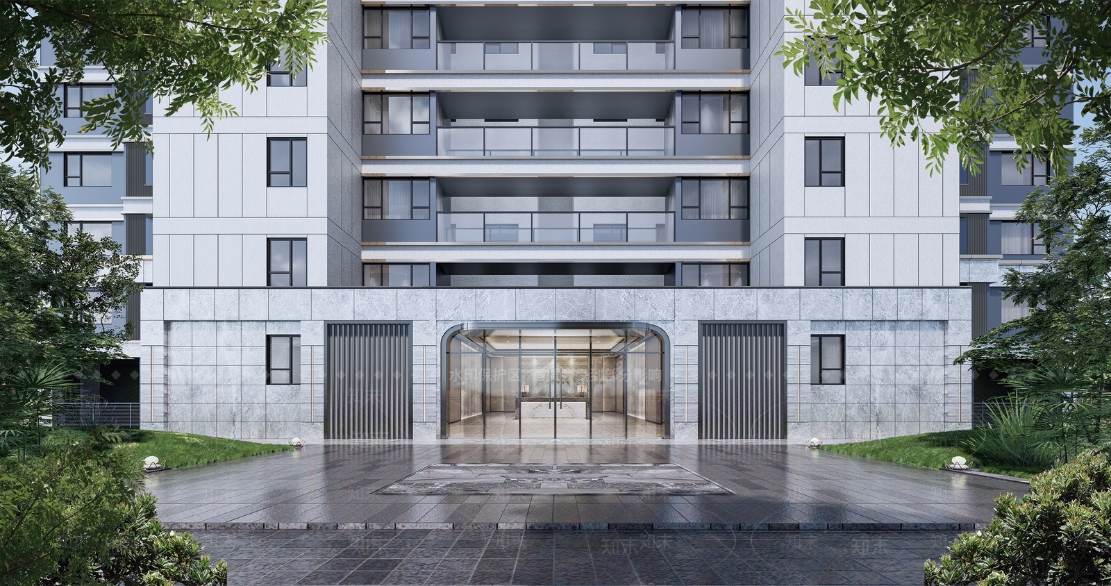现代小区建筑SU模型下载【ID:1166847111】