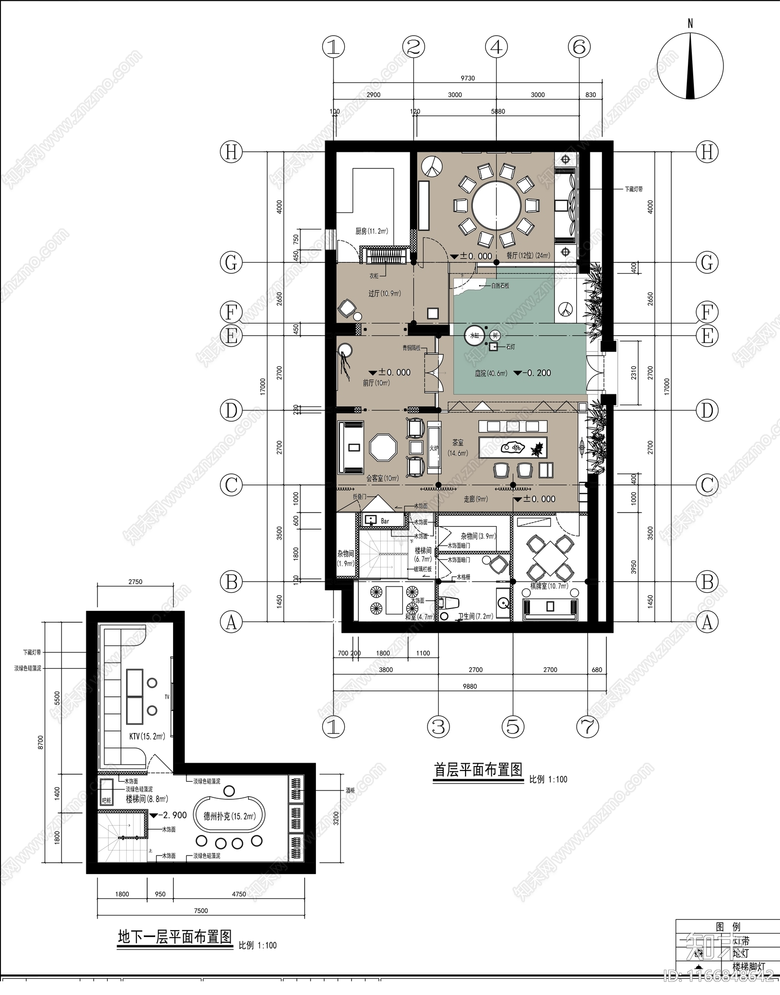 现代新中式会所cad施工图下载【ID:1166848642】