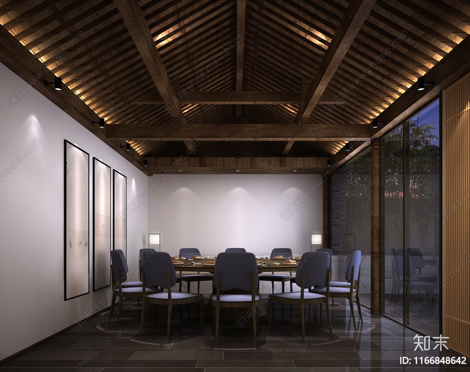 现代新中式会所cad施工图下载【ID:1166848642】