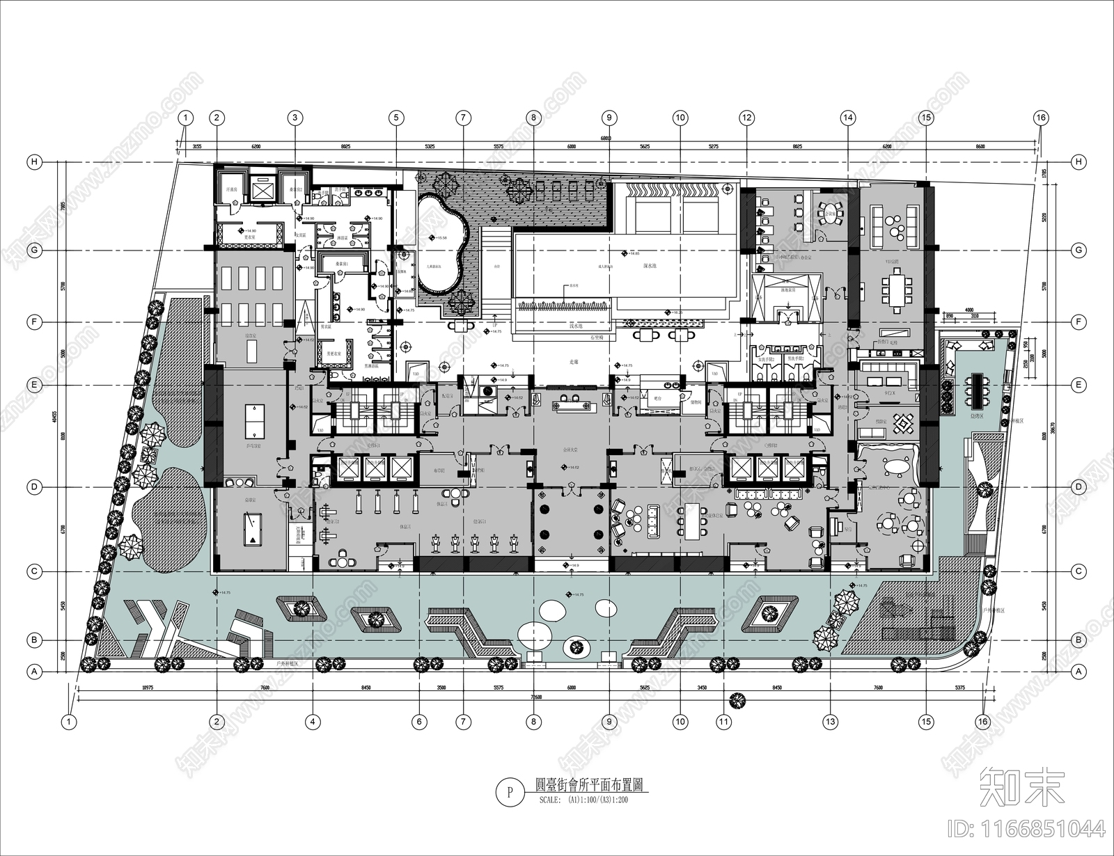 现代轻奢会所施工图下载【ID:1166851044】