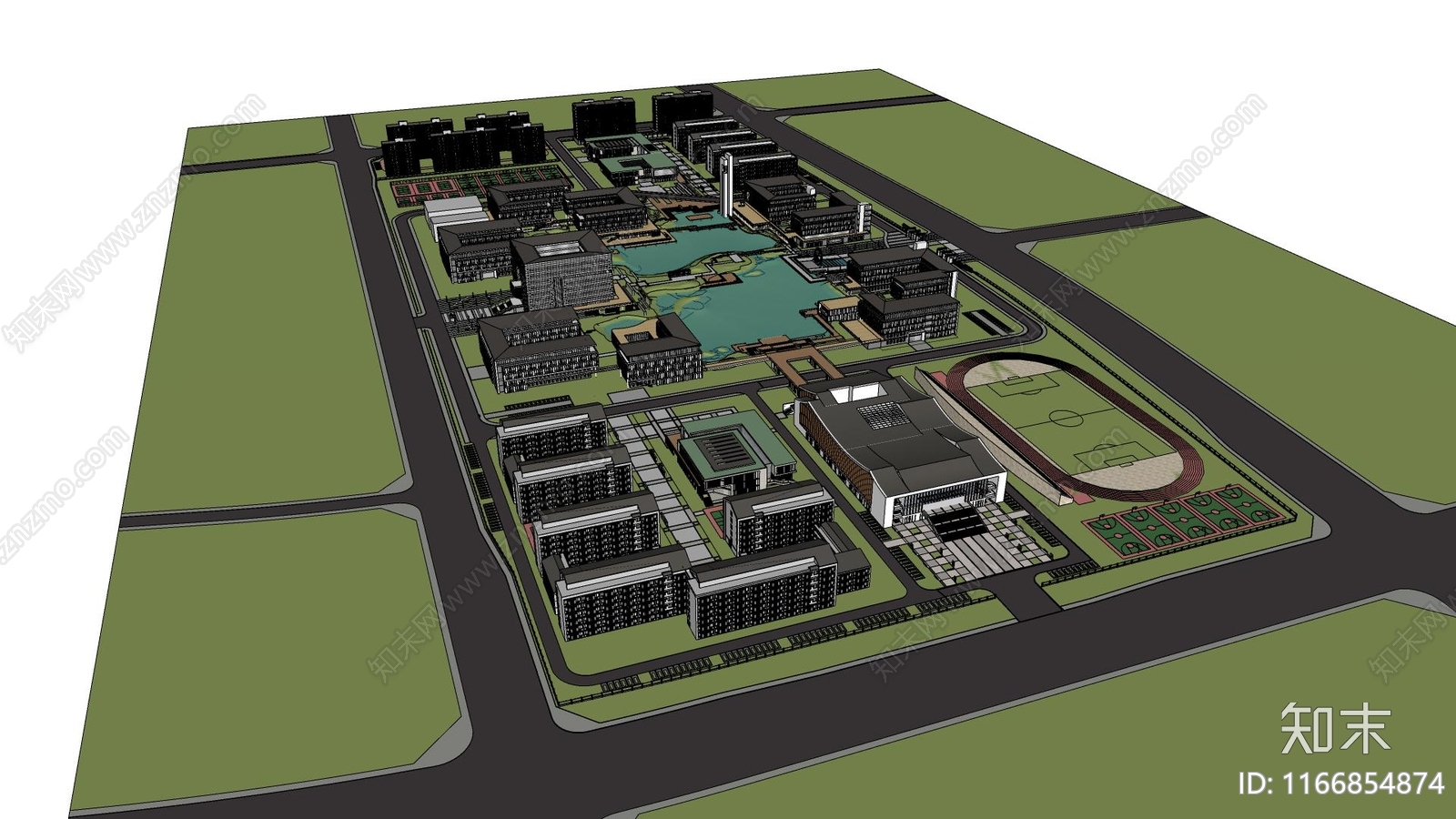现代校园景观SU模型下载【ID:1166854874】