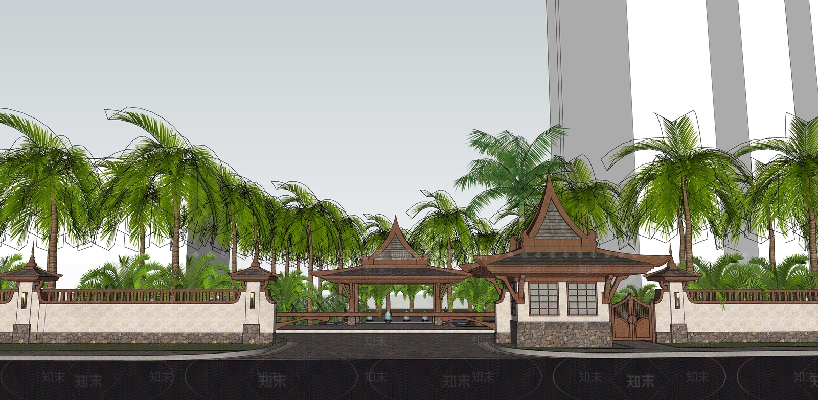 轻奢入口大门SU模型下载【ID:1166855204】