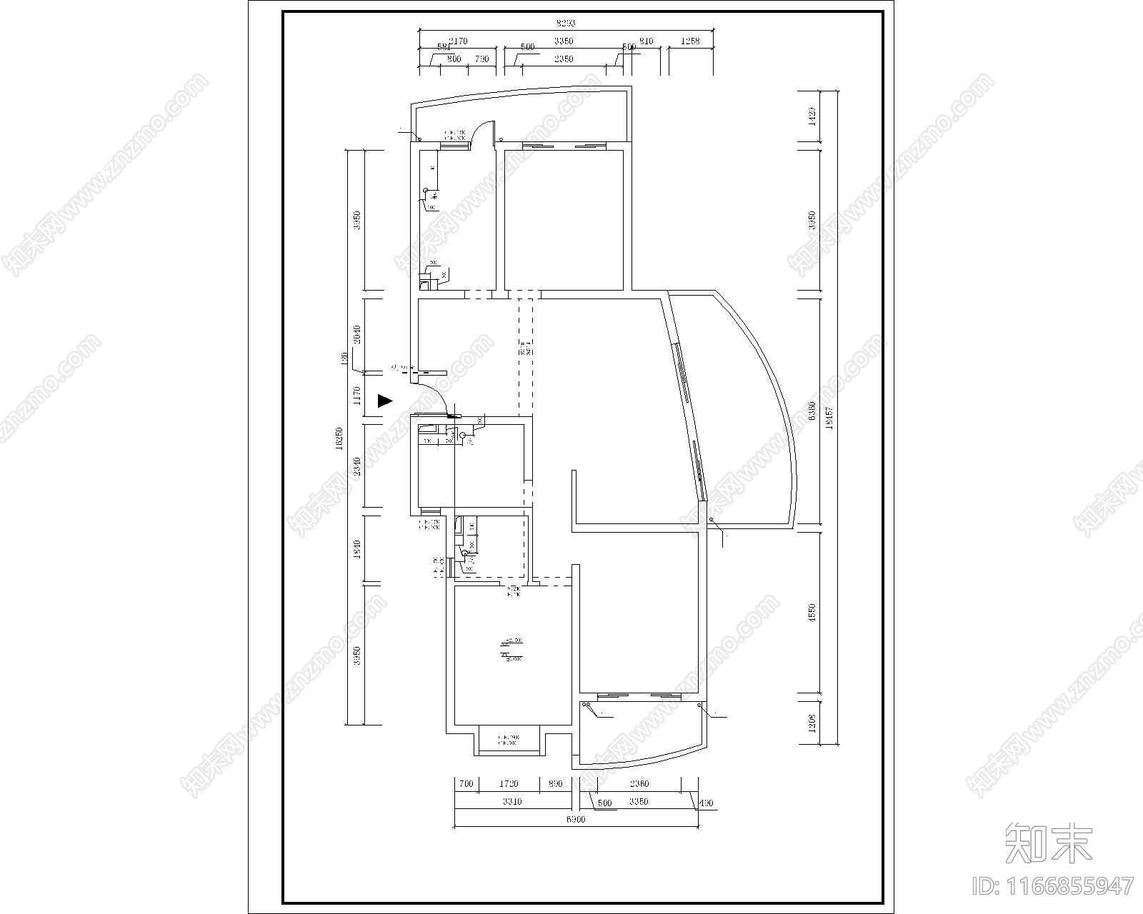 中式整体家装空间cad施工图下载【ID:1166855947】