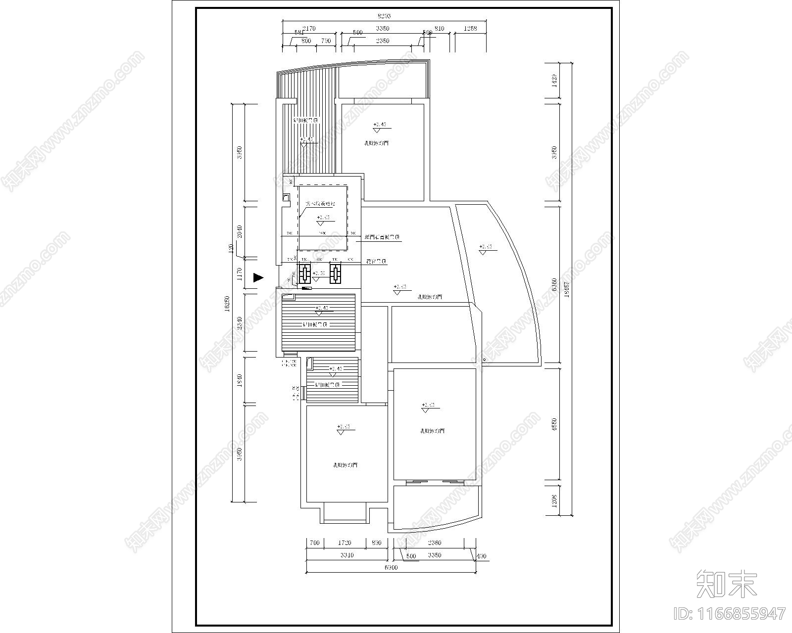 中式整体家装空间cad施工图下载【ID:1166855947】