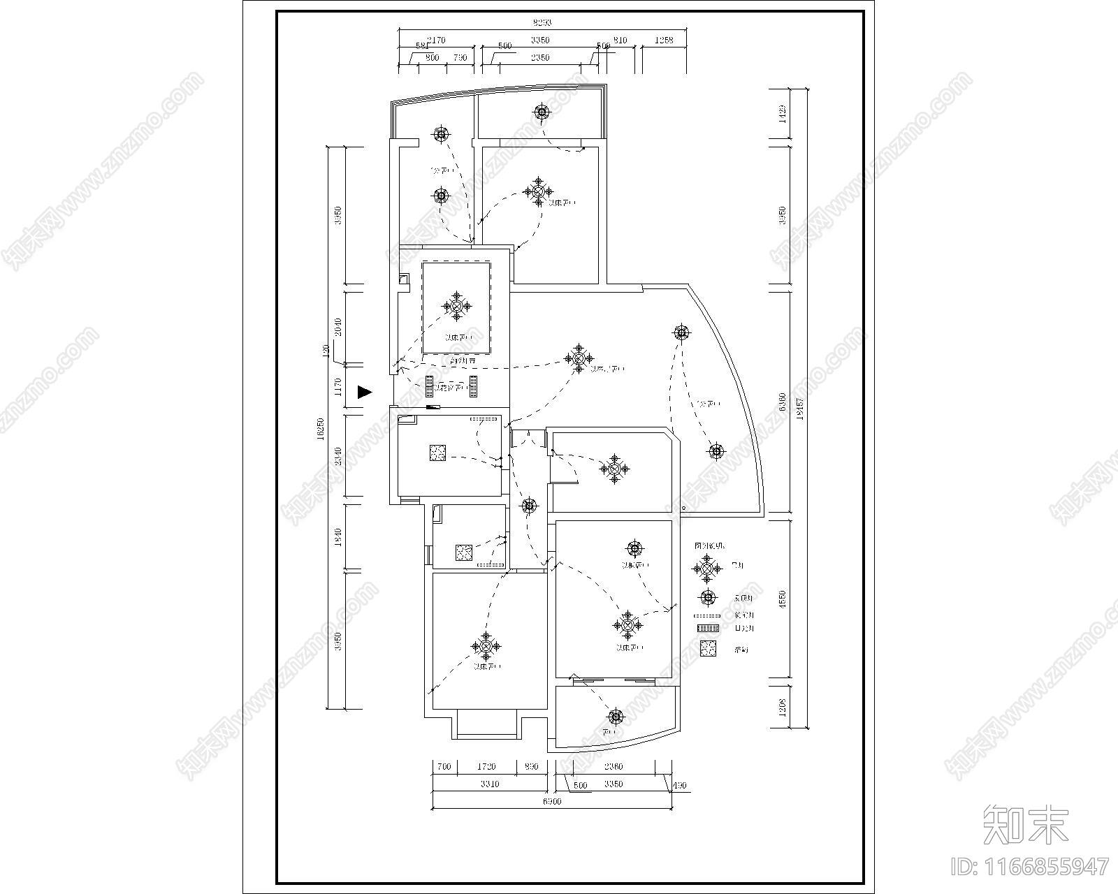 中式整体家装空间cad施工图下载【ID:1166855947】