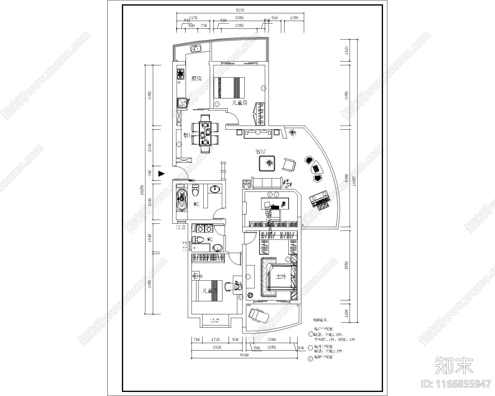 中式整体家装空间cad施工图下载【ID:1166855947】