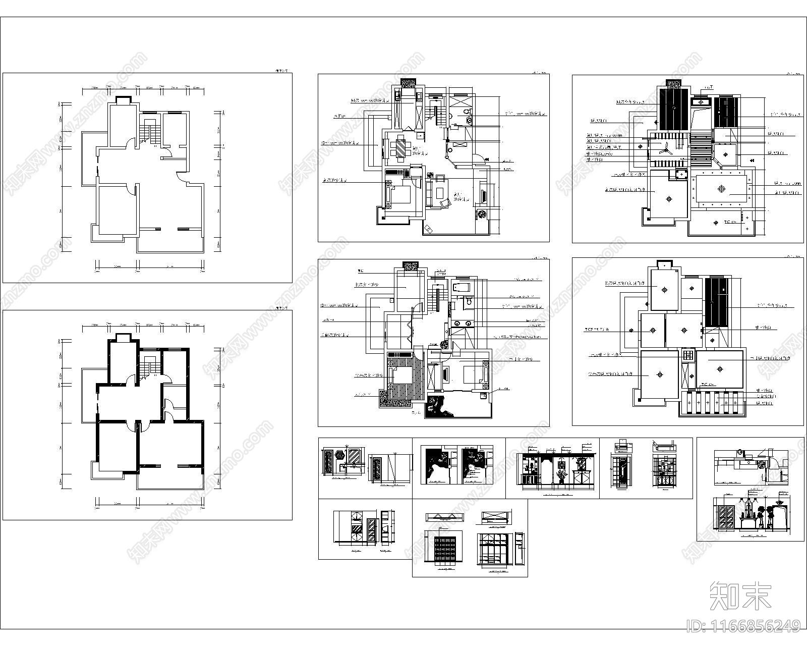 中式整体家装空间cad施工图下载【ID:1166856249】