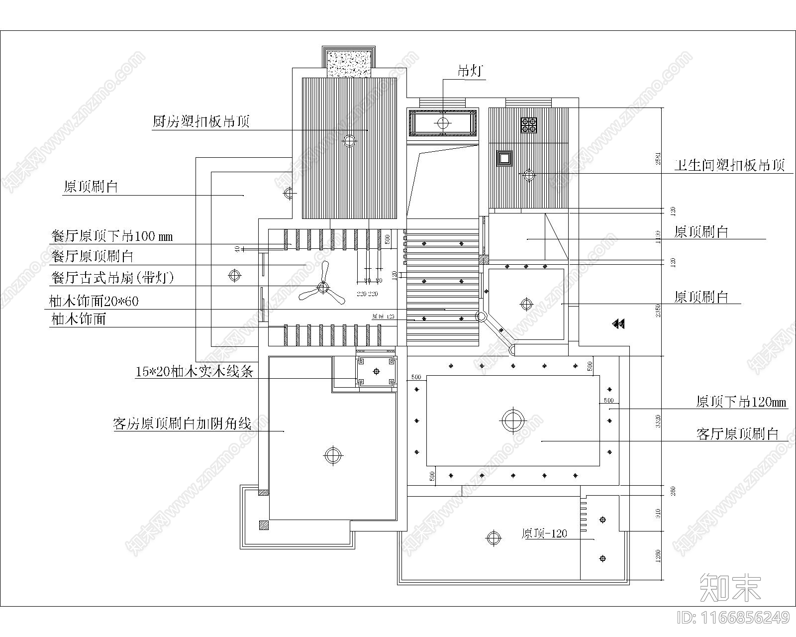 中式整体家装空间cad施工图下载【ID:1166856249】