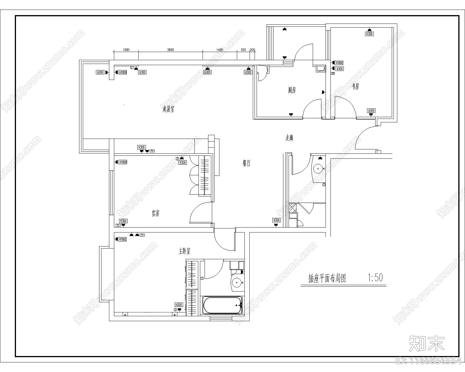 中式整体家装空间cad施工图下载【ID:1166856554】