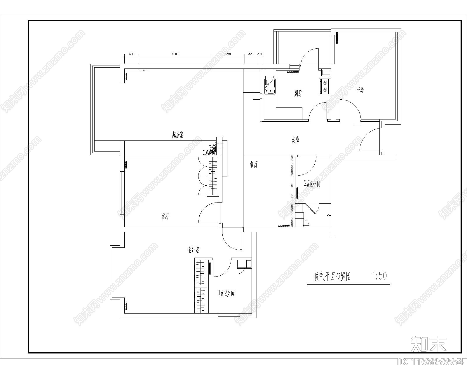 中式整体家装空间cad施工图下载【ID:1166856554】